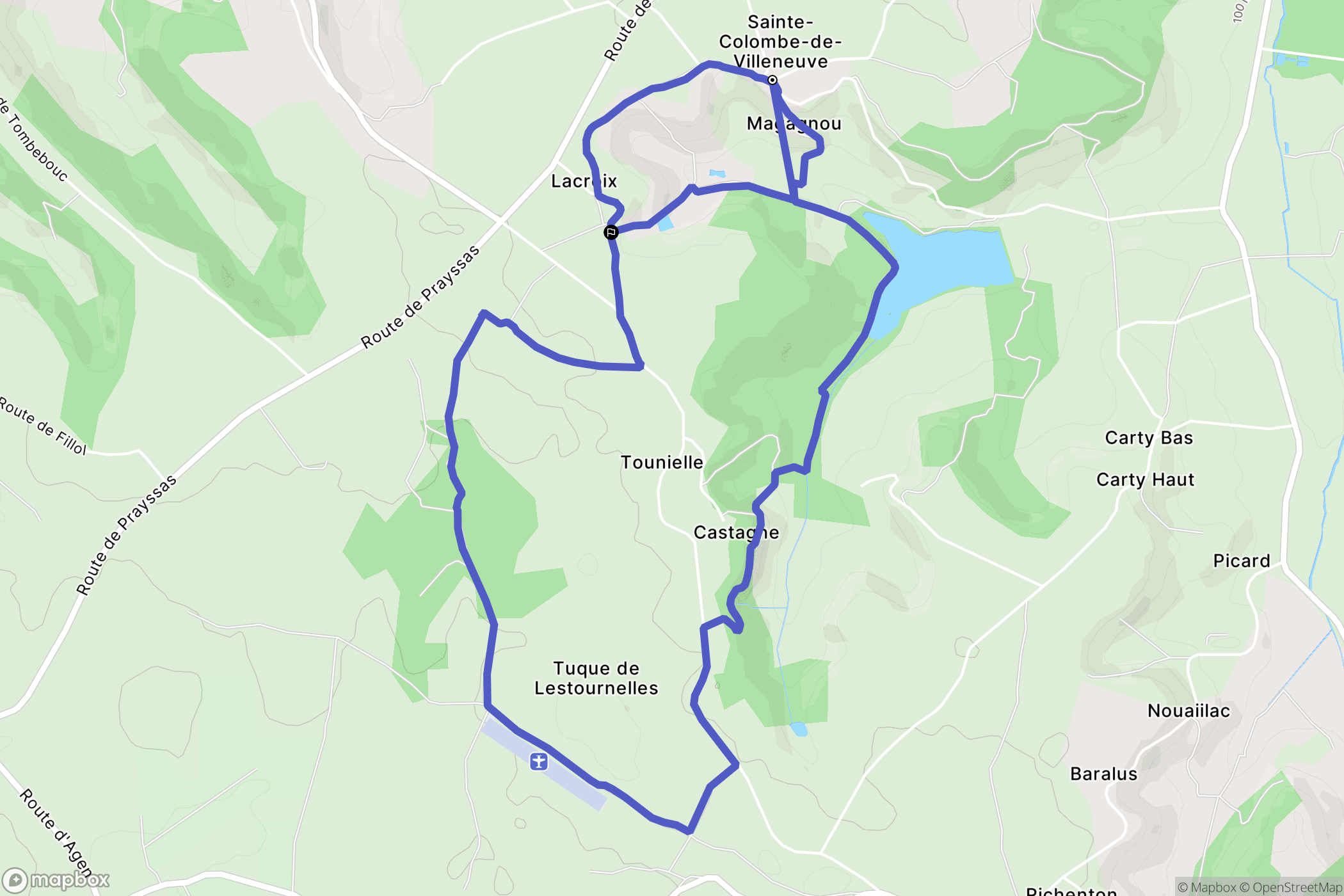 Sainte-Colombe-de-Villeneuve : carte du parcours de randonnée - France