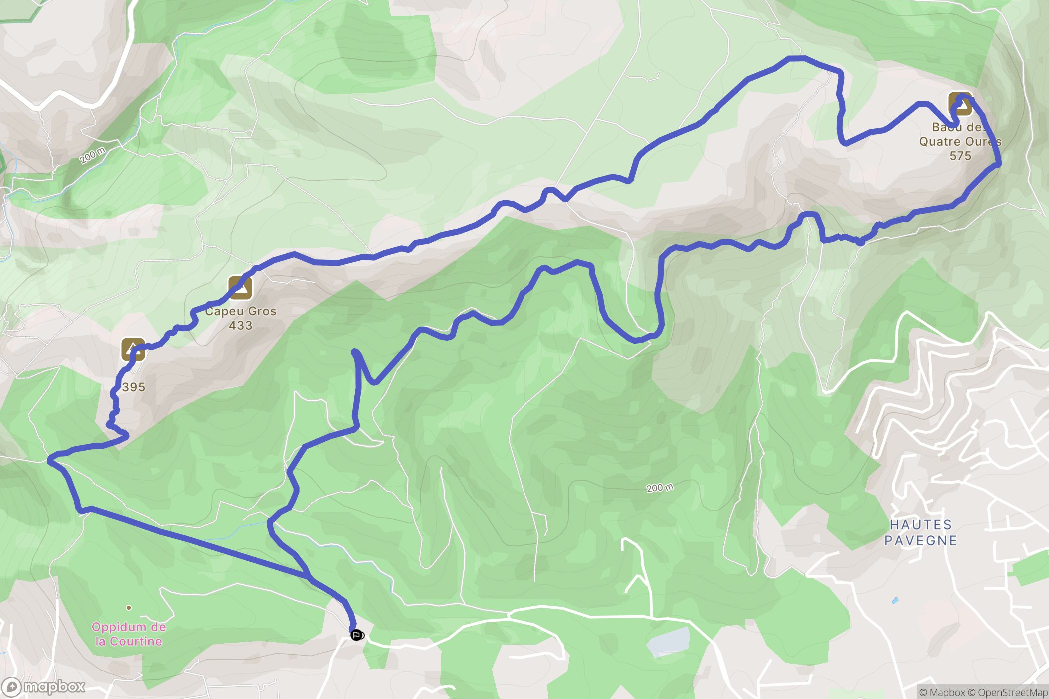Ollioules : carte du parcours de randonnée - France