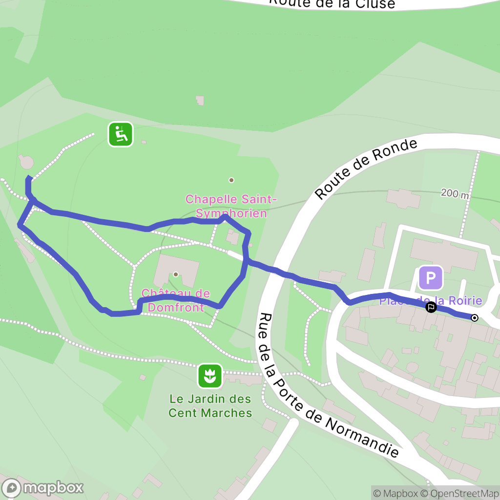 Domfront en Poiraie : carte du parcours de randonnée - France