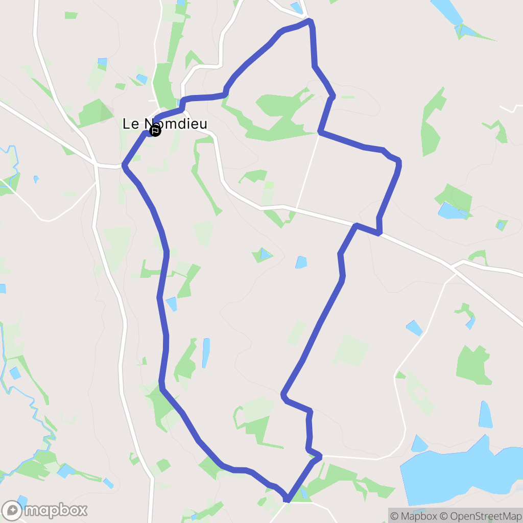 Nomdieu : carte du parcours de randonnée - France