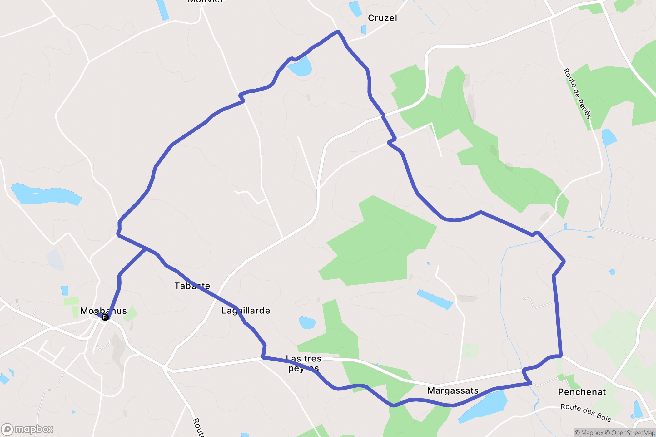 Monbahus : carte du parcours de randonnée - France