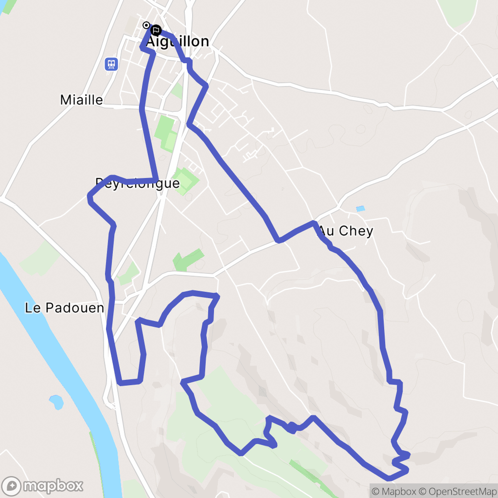 Aiguillon : carte du parcours de randonnée - France