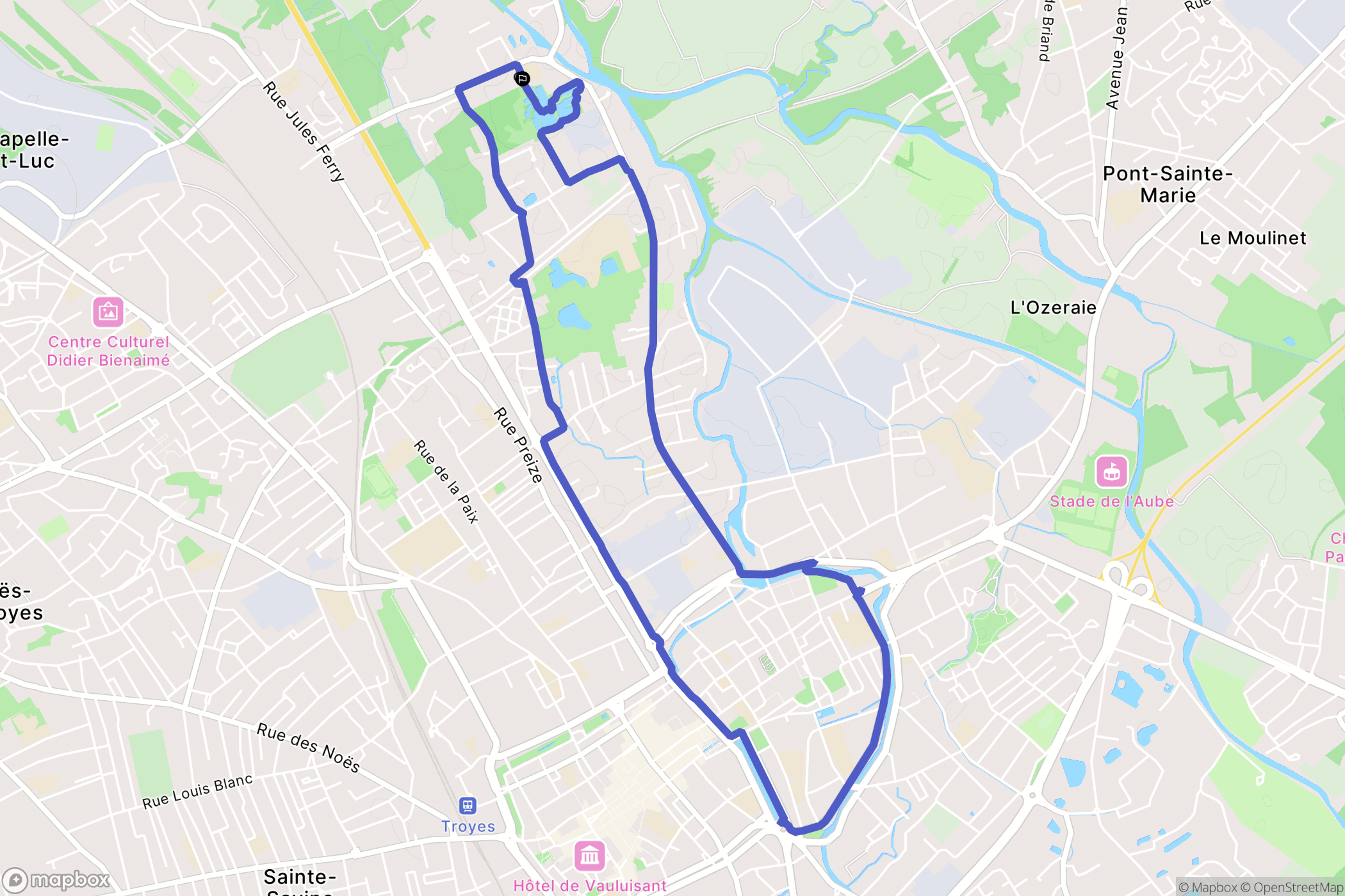 Troyes : carte du parcours de randonnée - France