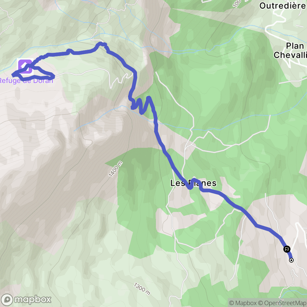 Burzier, Sallanches : carte du parcours de randonnée - France