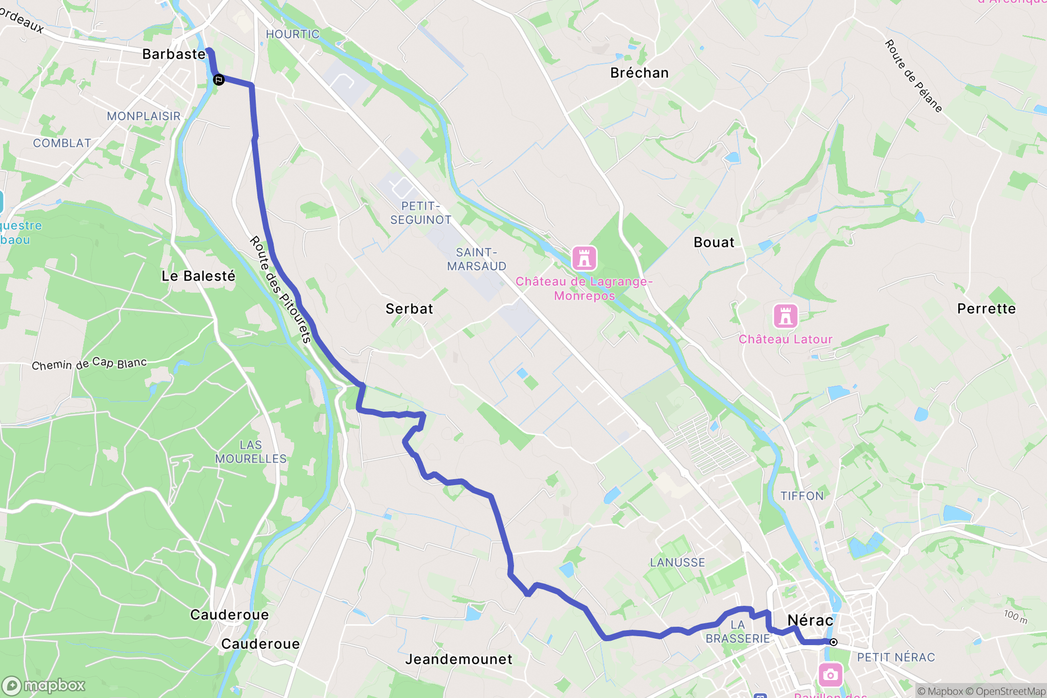 Nérac : carte du parcours de randonnée - France