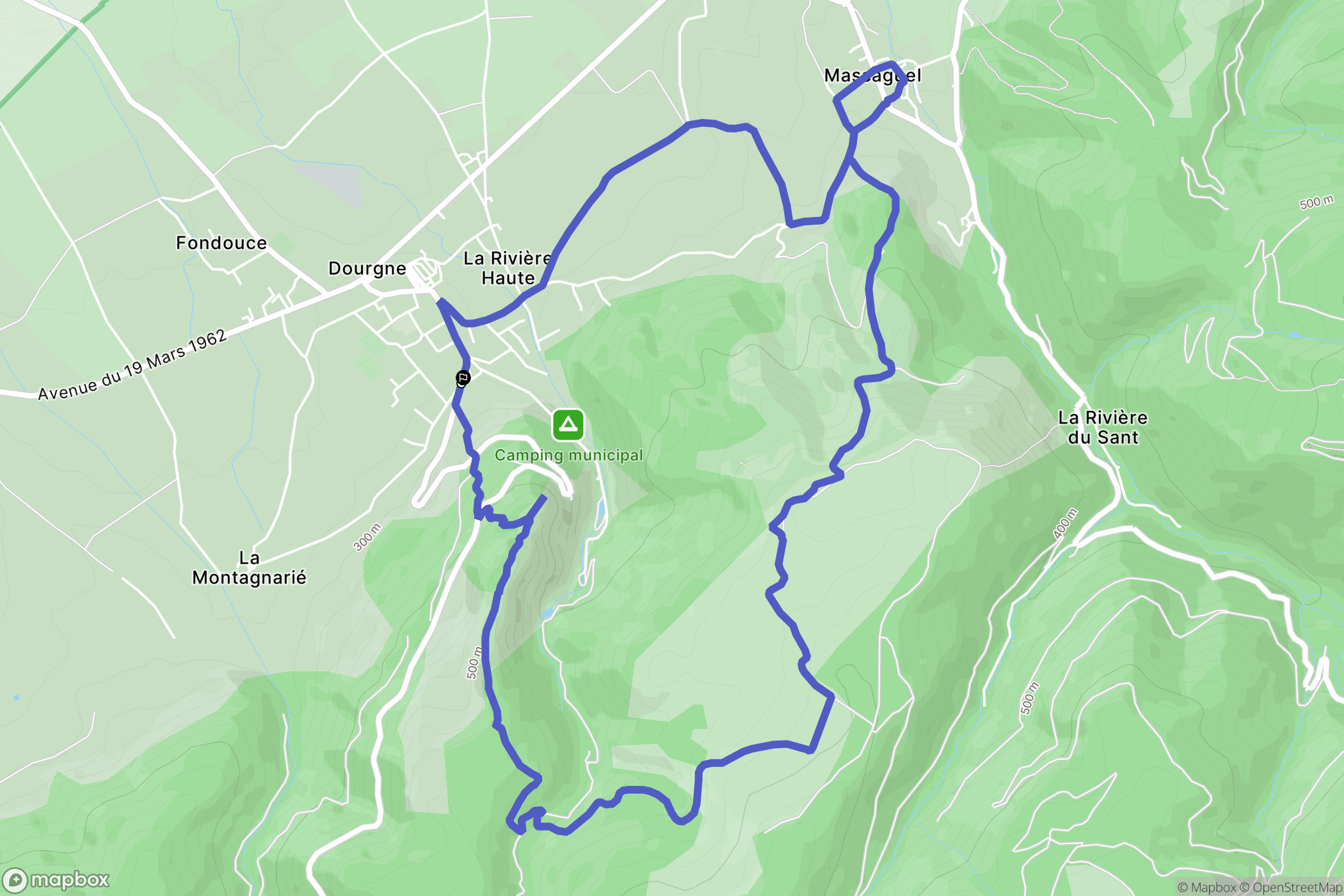Dourgne : carte du parcours de randonnée - France