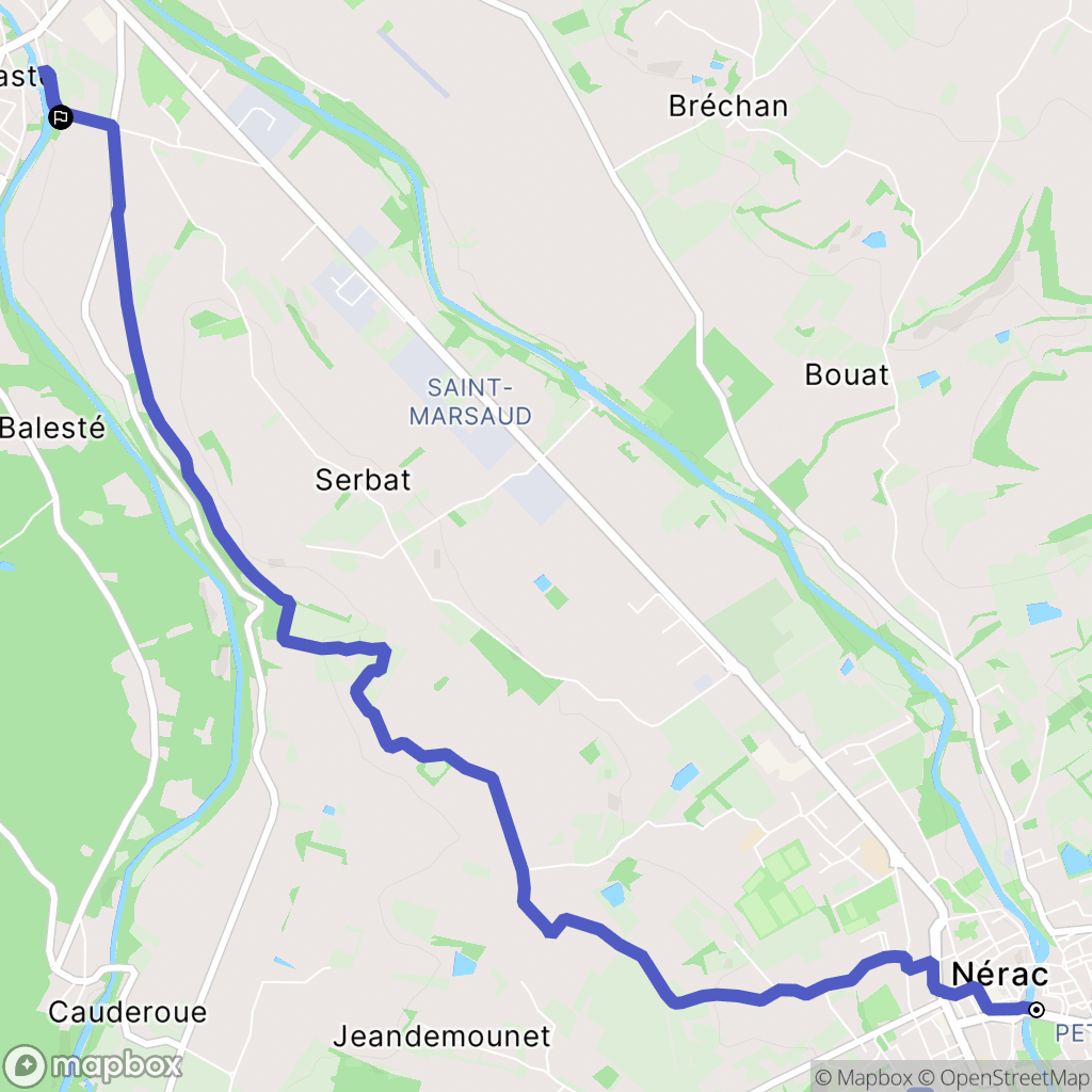 Nérac : carte du parcours de randonnée - France
