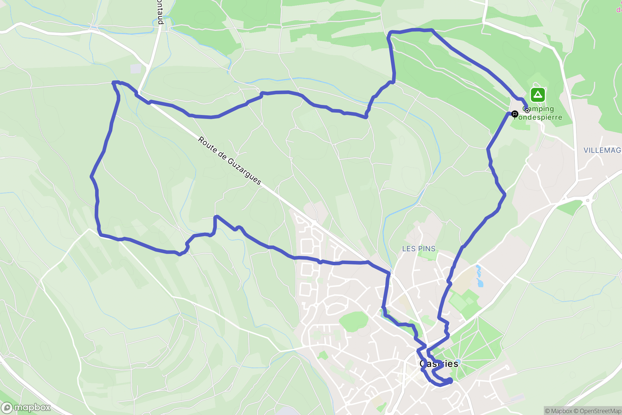 Castries : carte du parcours de randonnée - France