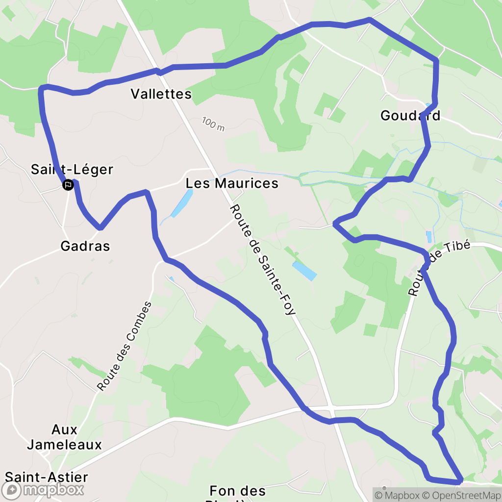 Villeneuve-de-Duras : carte du parcours de randonnée - France