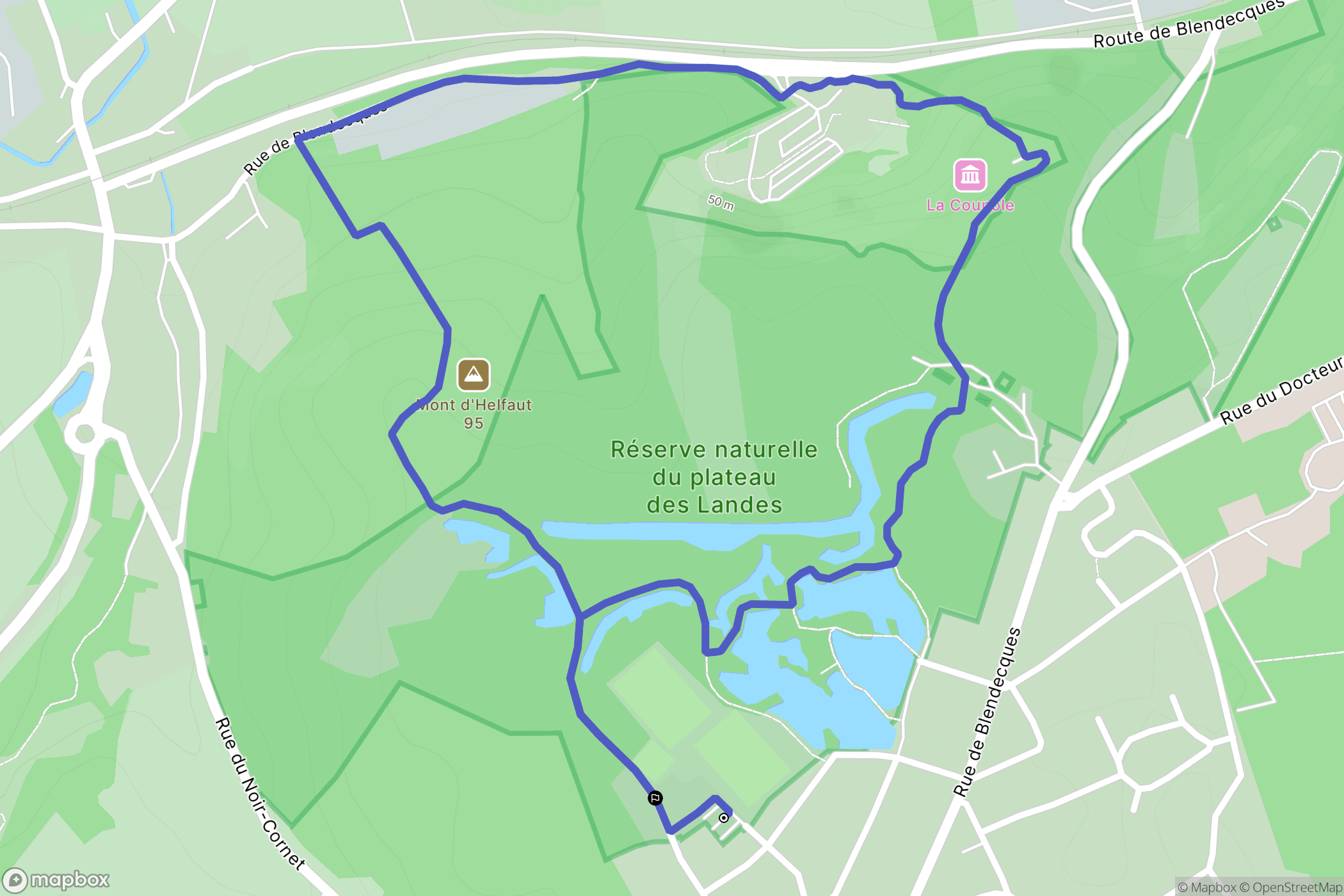 Helfaut : carte du parcours de randonnée - France