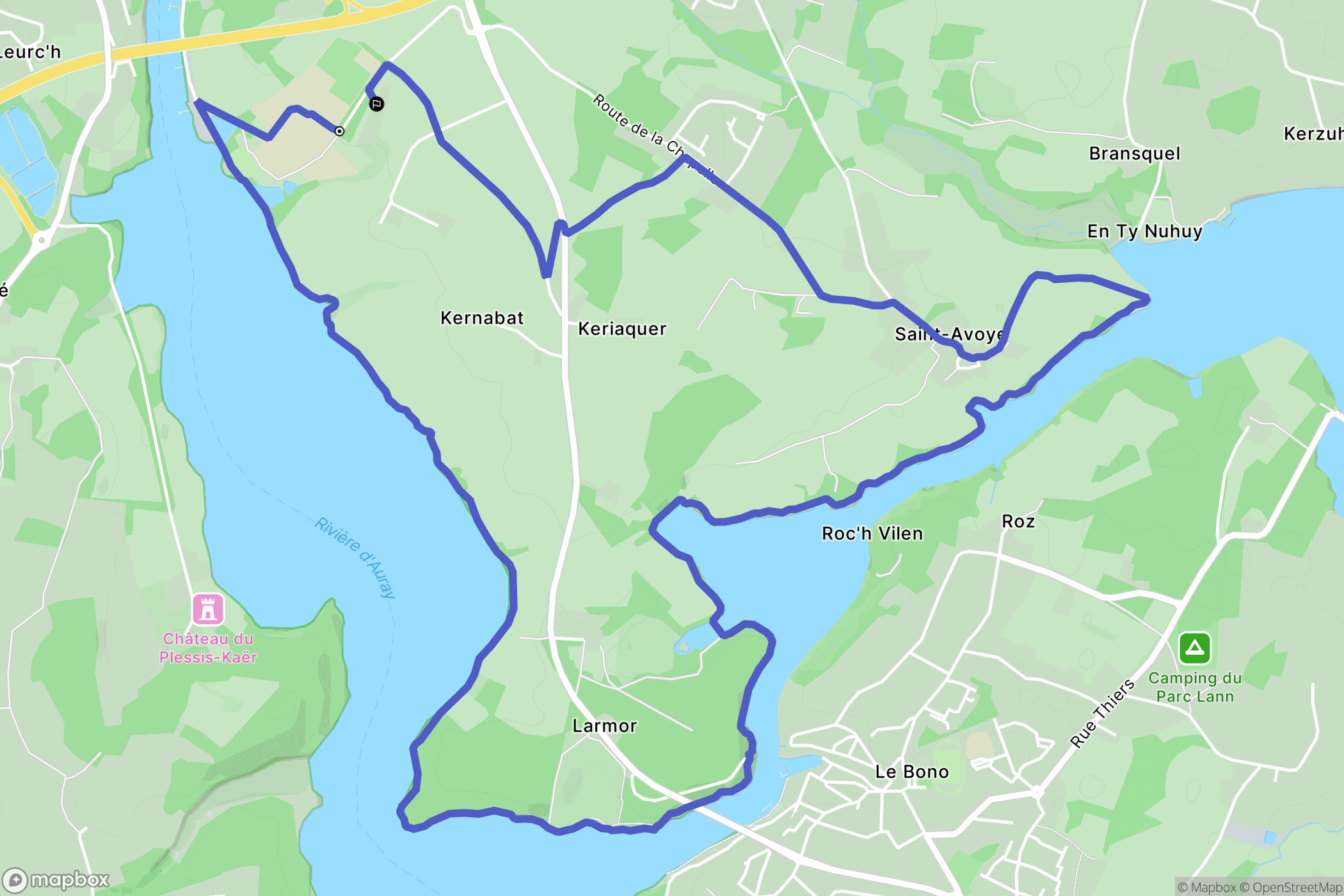 Auray : carte du parcours de randonnée - France