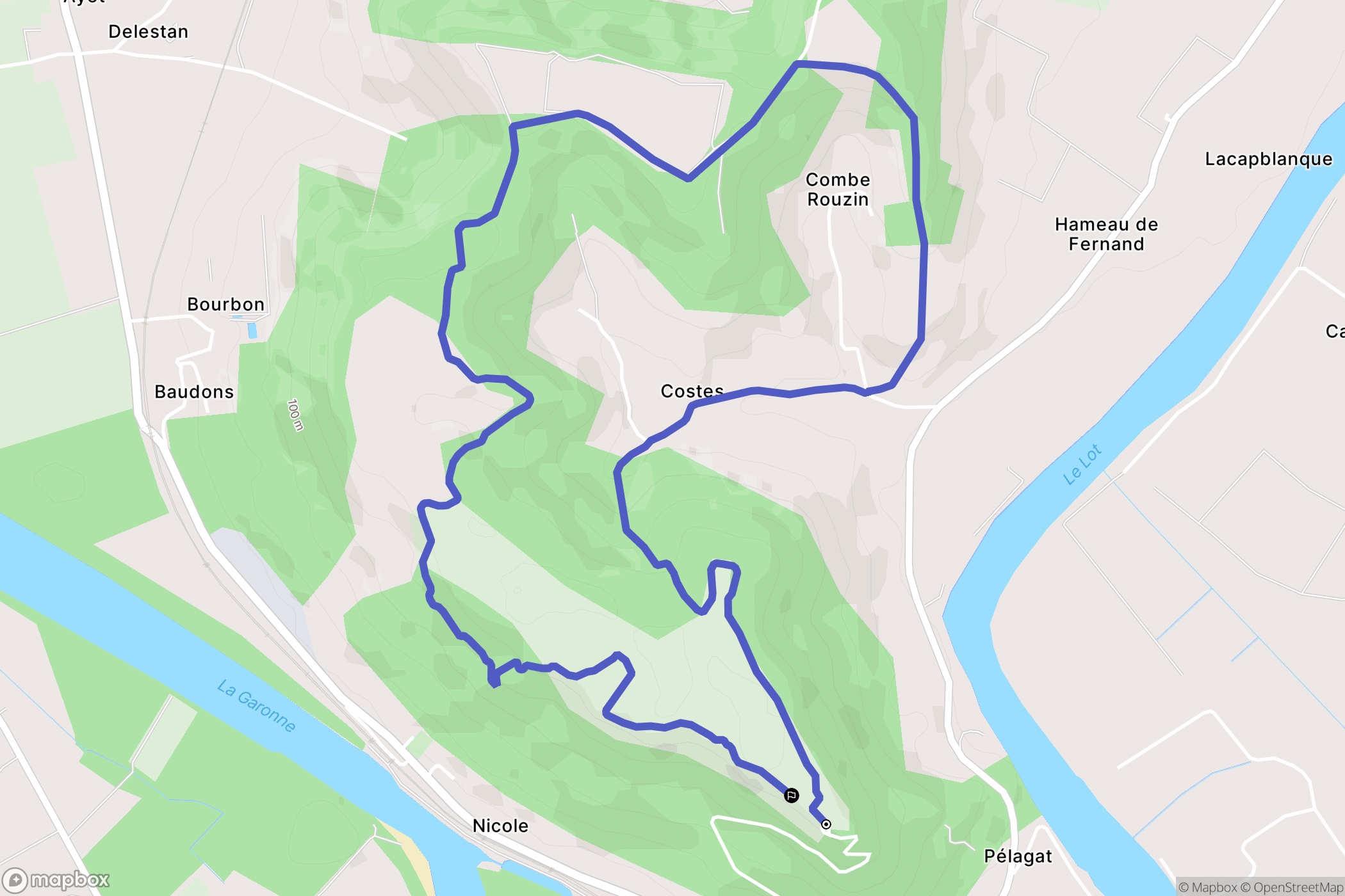 Pech de Berre : carte du parcours de randonnée - France