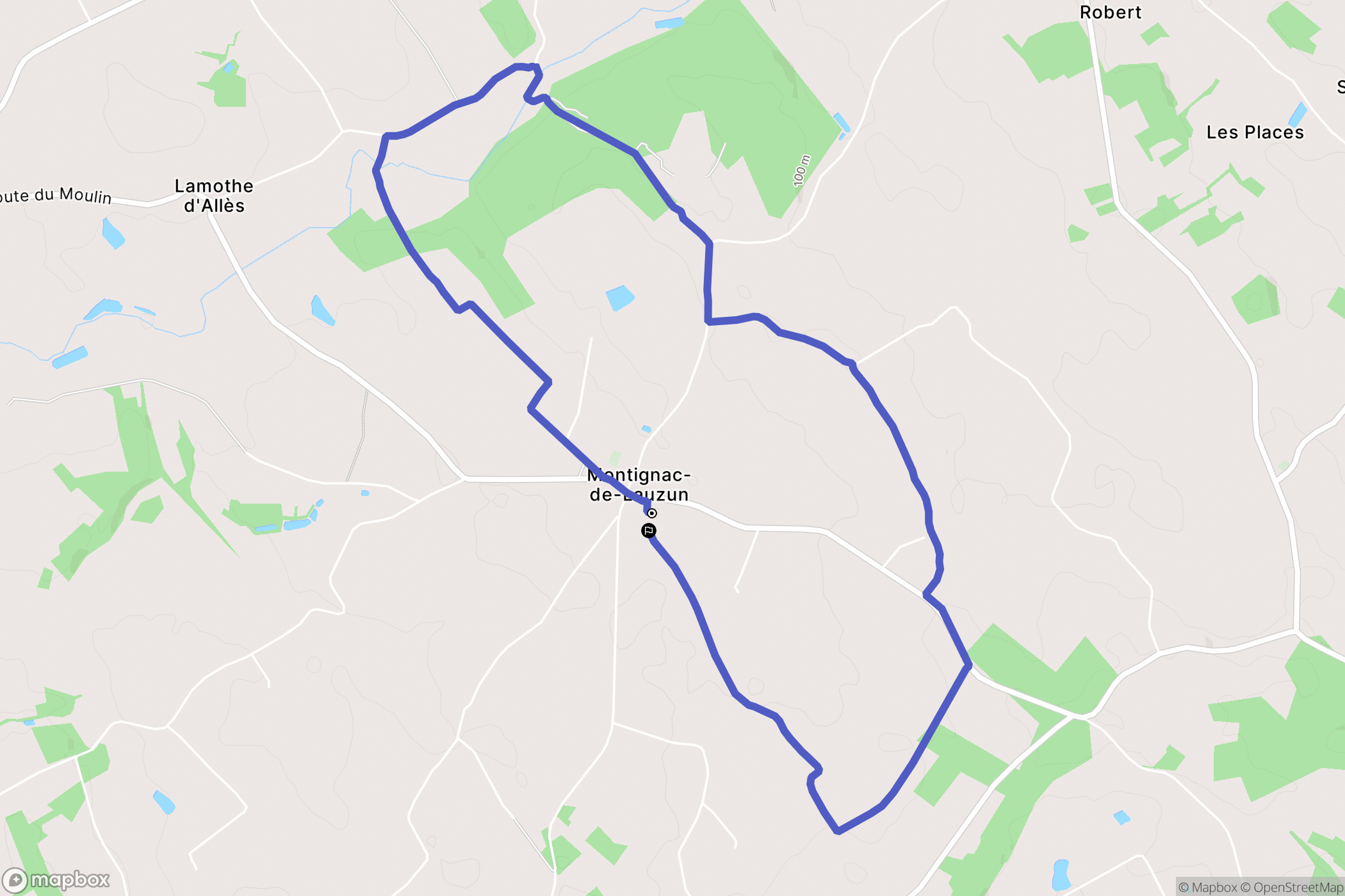 Montignac-de-Lauzun : carte du parcours de randonnée - France