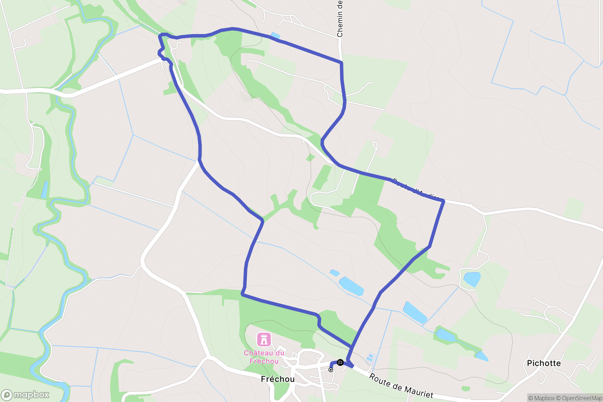 Fréchou : carte du parcours de randonnée - France
