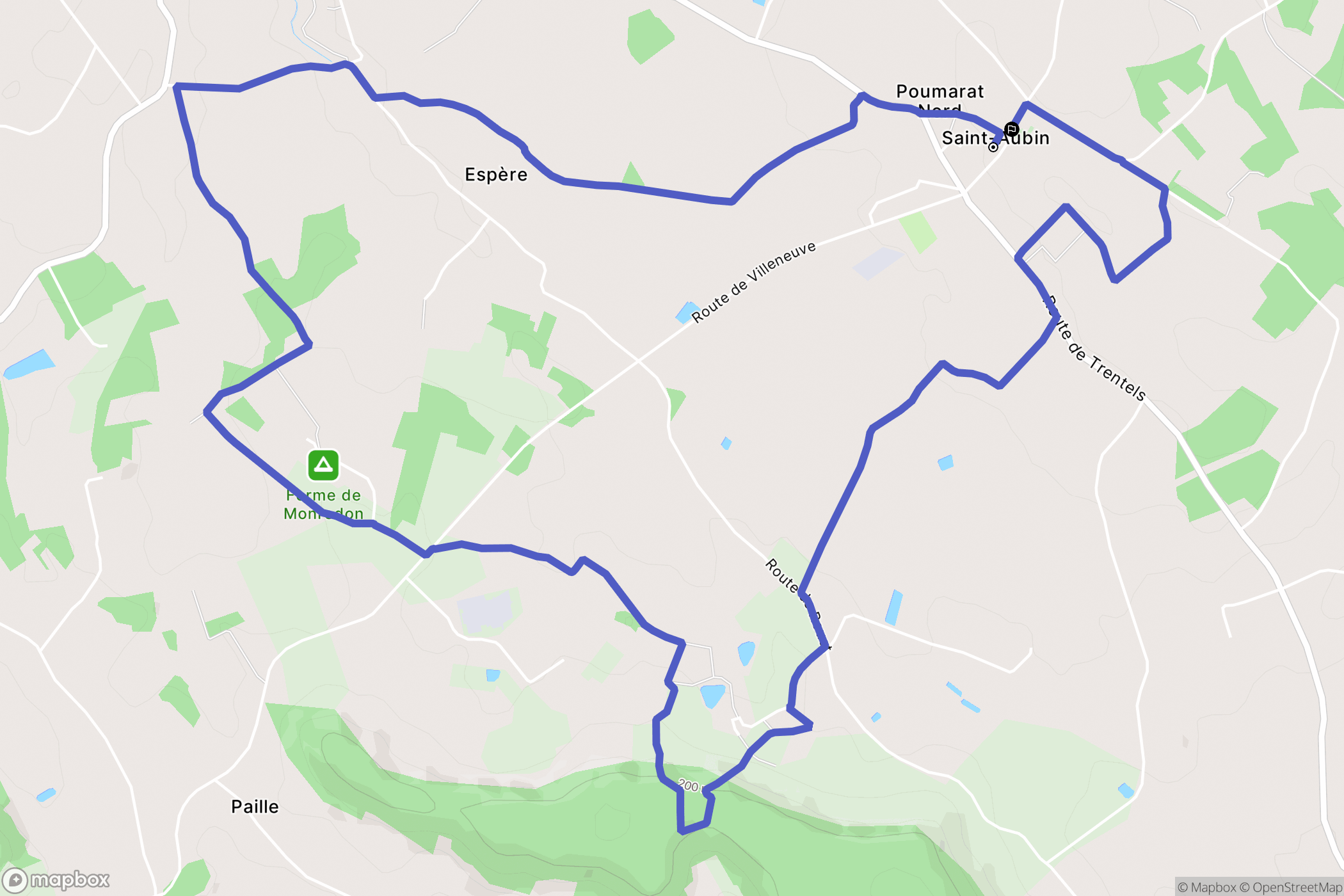 Saint-Aubin : carte du parcours de randonnée - France