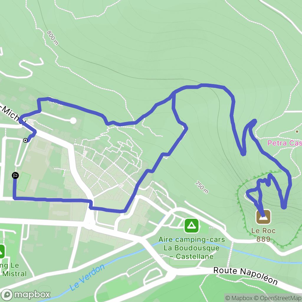 Castellane : carte du parcours de randonnée - France