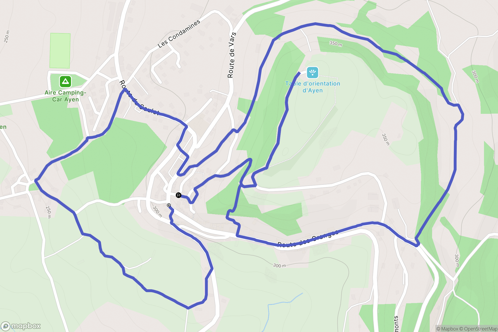 Ayen : carte du parcours de randonnée - France