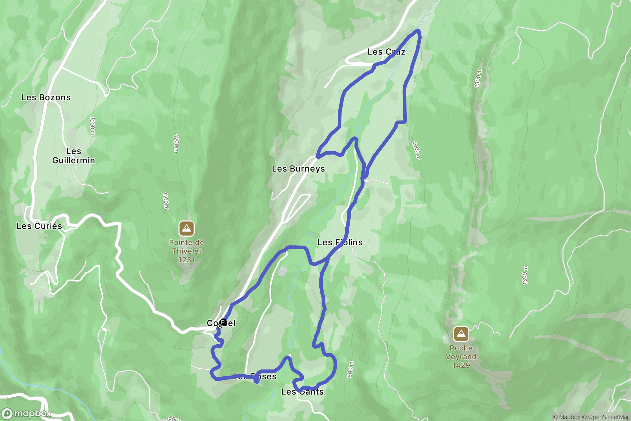 Corbel : carte du parcours de randonnée - France