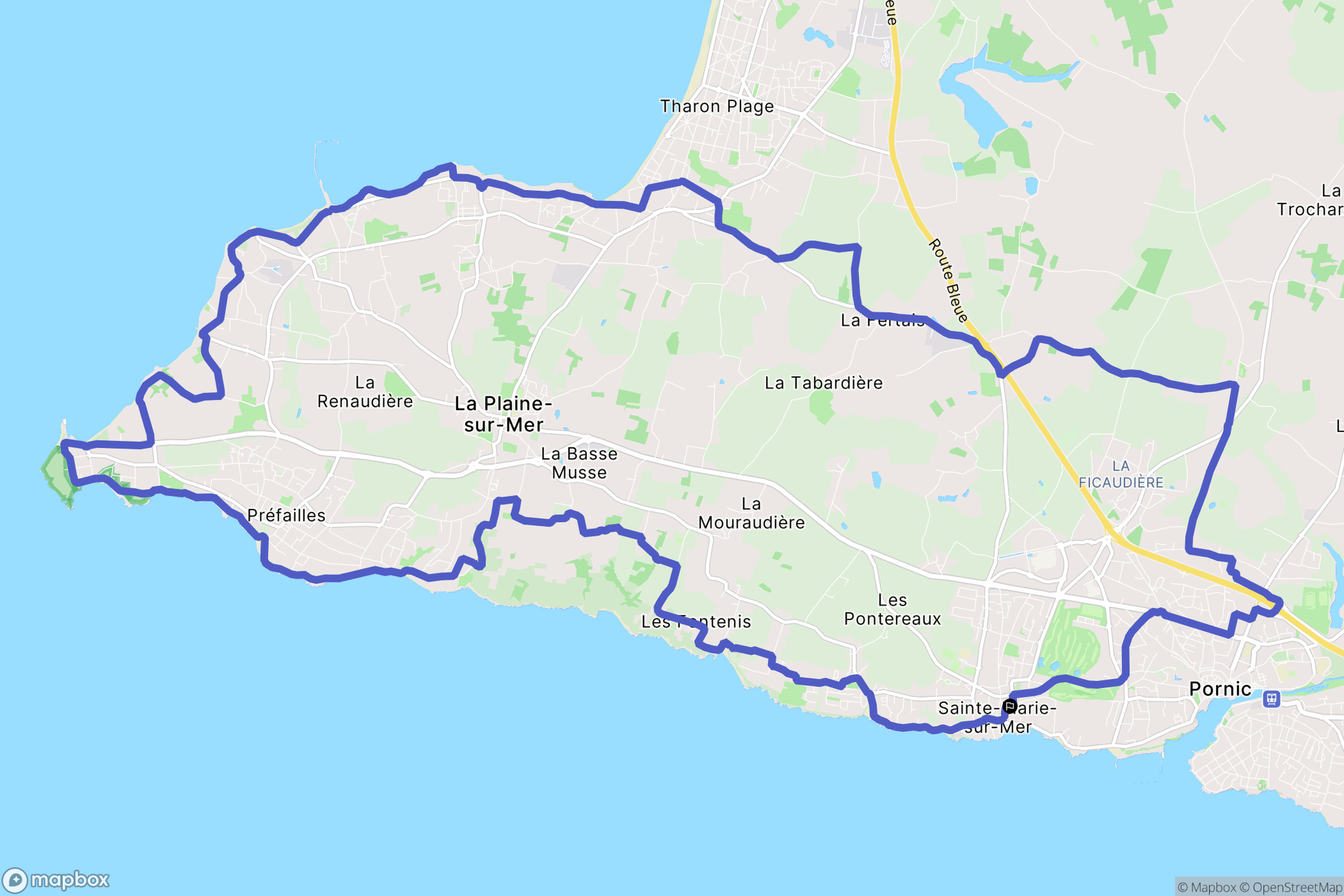 Pornic : carte du parcours de randonnée - France