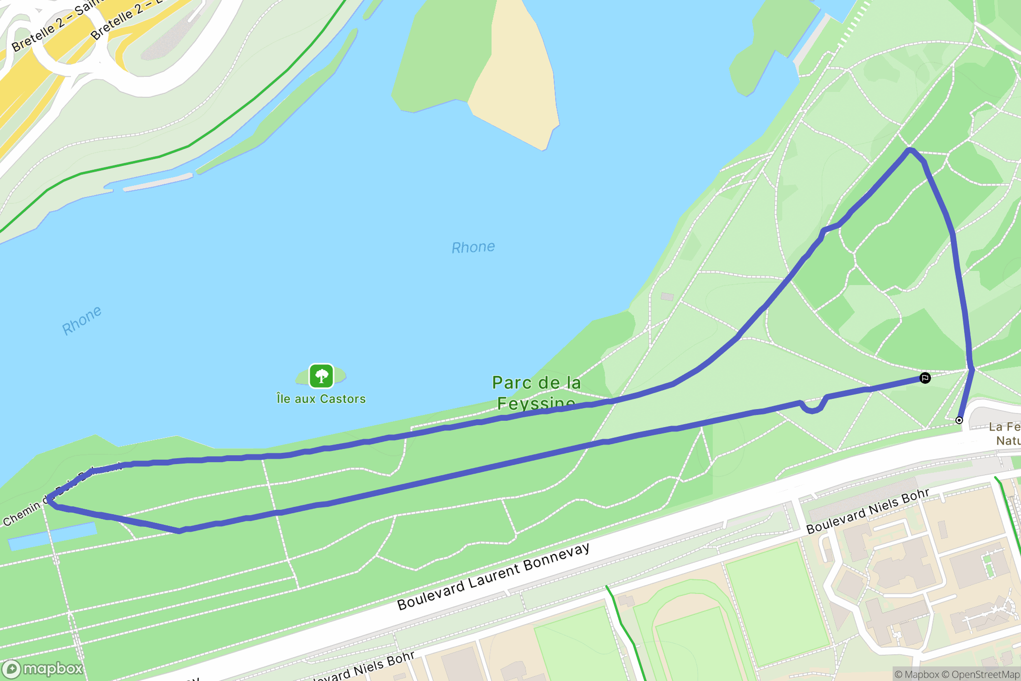 Villeurbanne : carte du parcours de randonnée - France