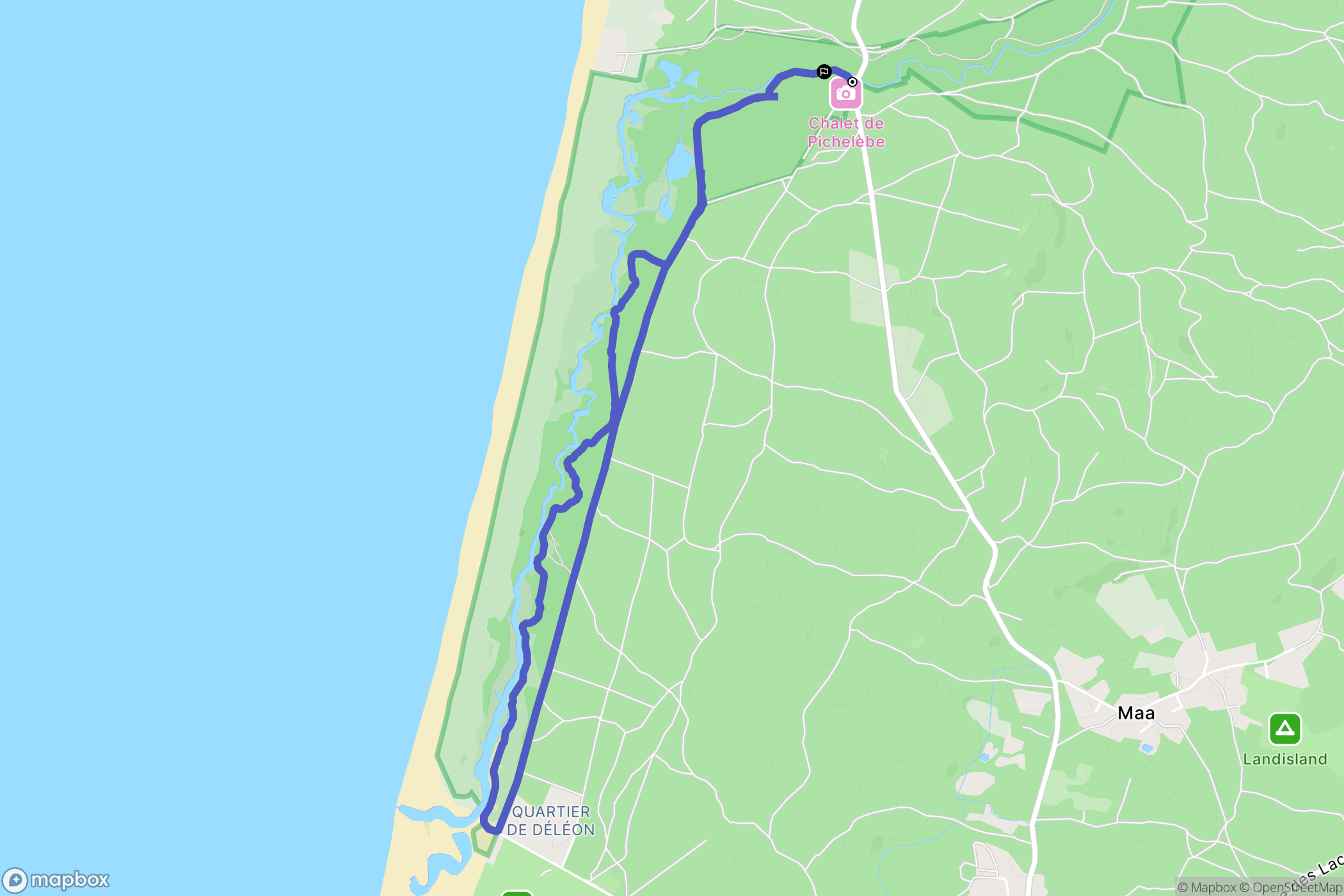 Moliets-et-Maâ : carte du parcours de randonnée - France