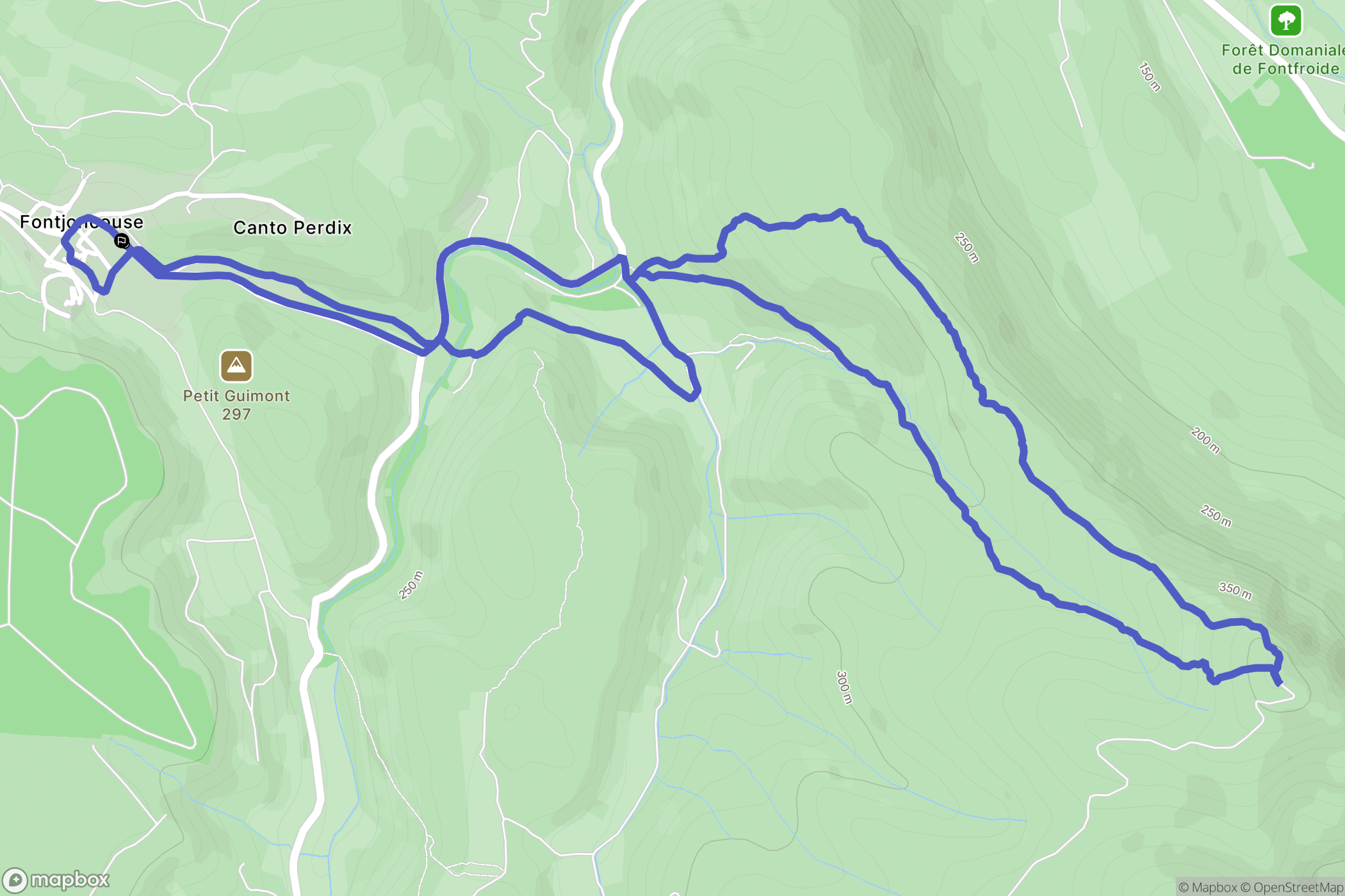 Fontjoncouse : carte du parcours de randonnée - France