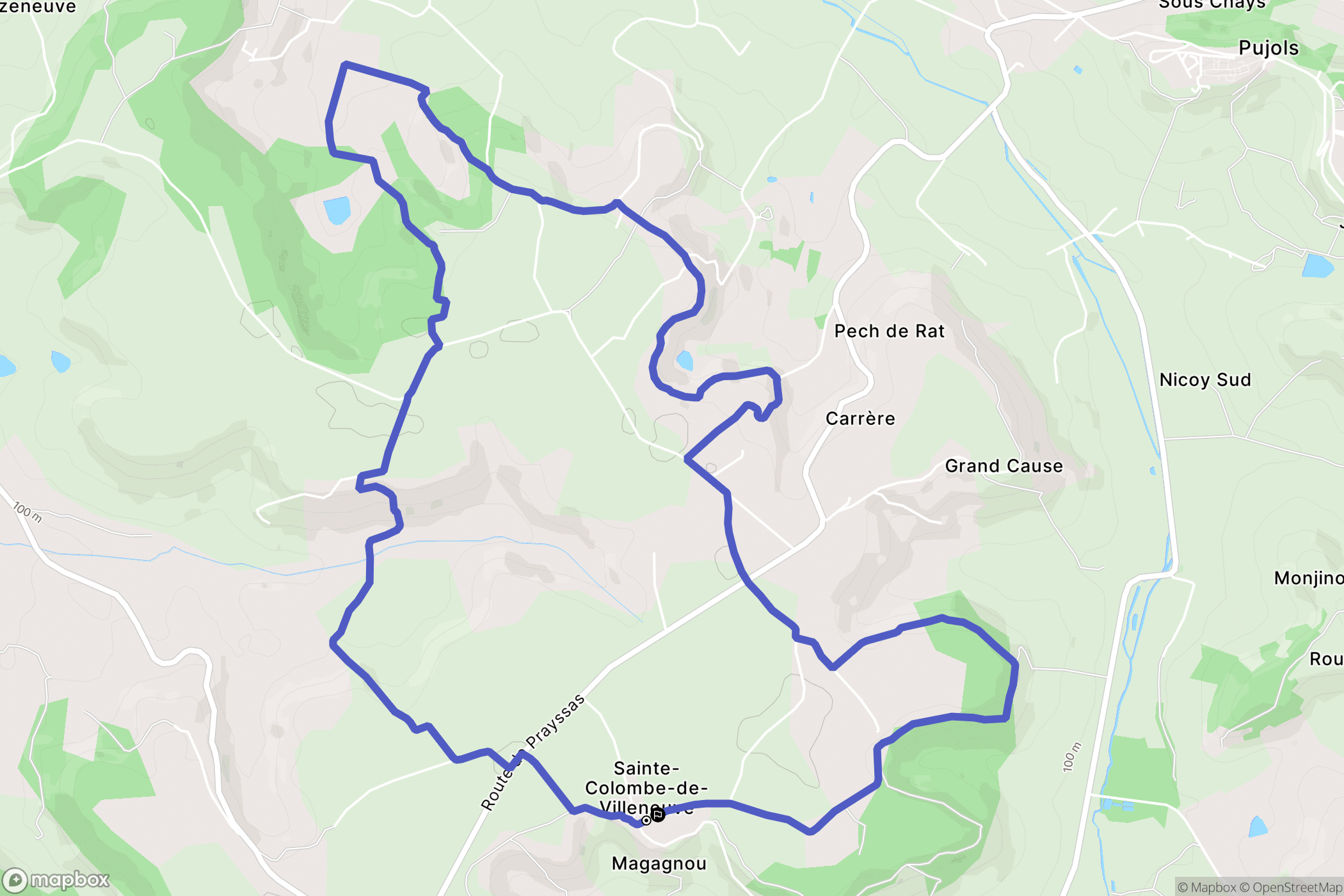 Sainte-Colombe-de-Villeneuve : carte du parcours de randonnée - France