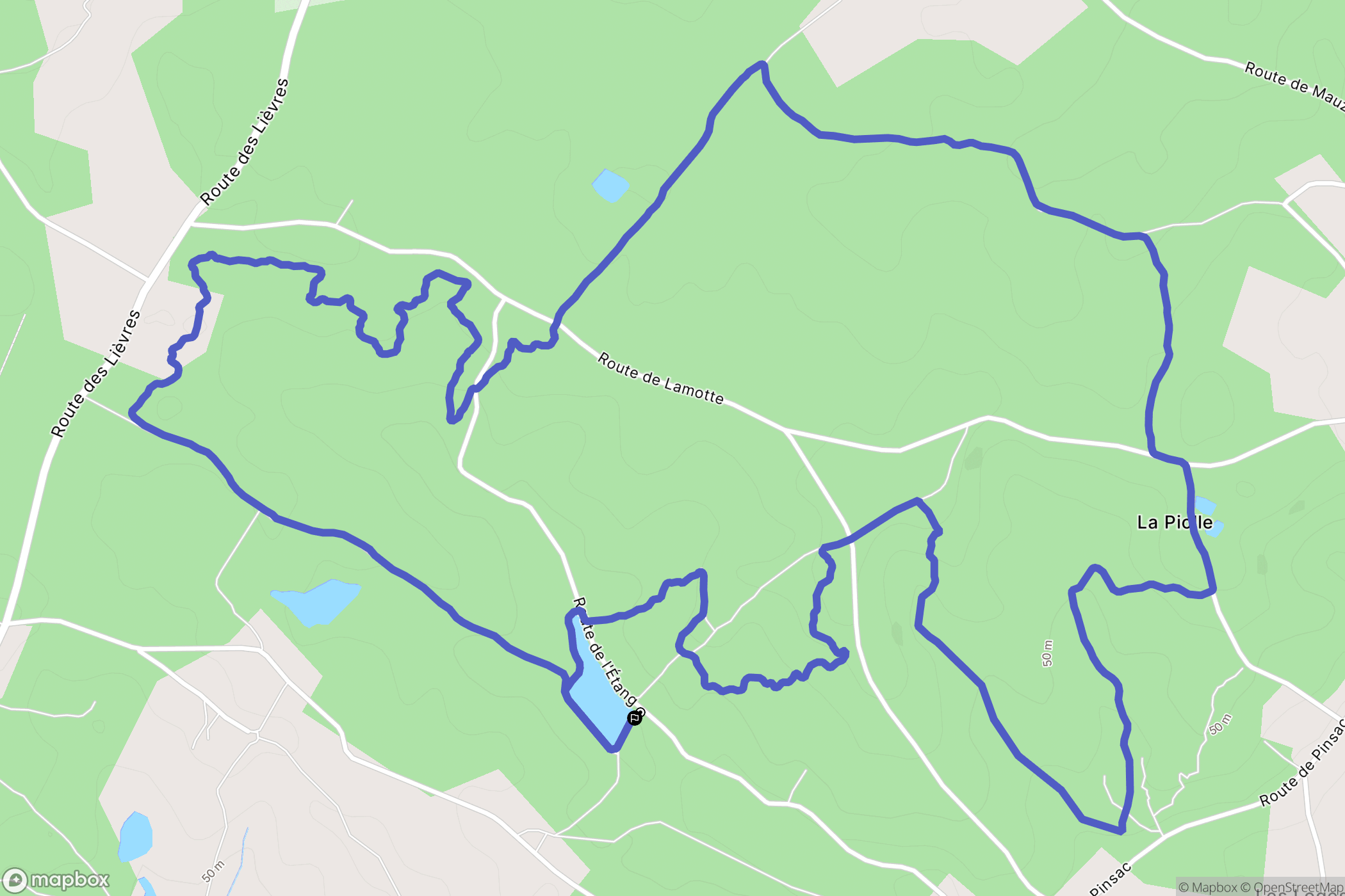 Chamadelle : carte du parcours de randonnée - France