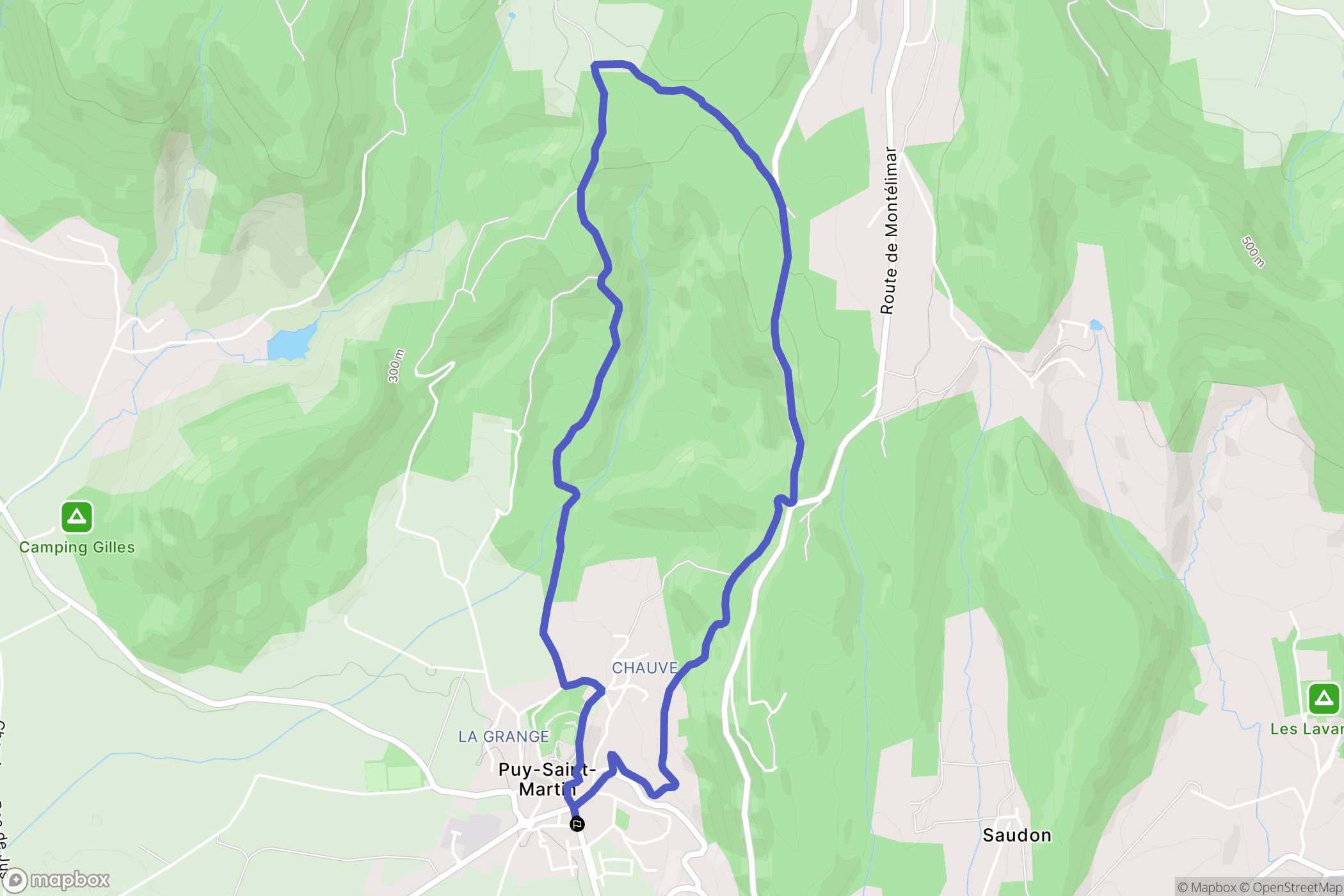 Puy-Saint-Martin : carte du parcours de randonnée - France