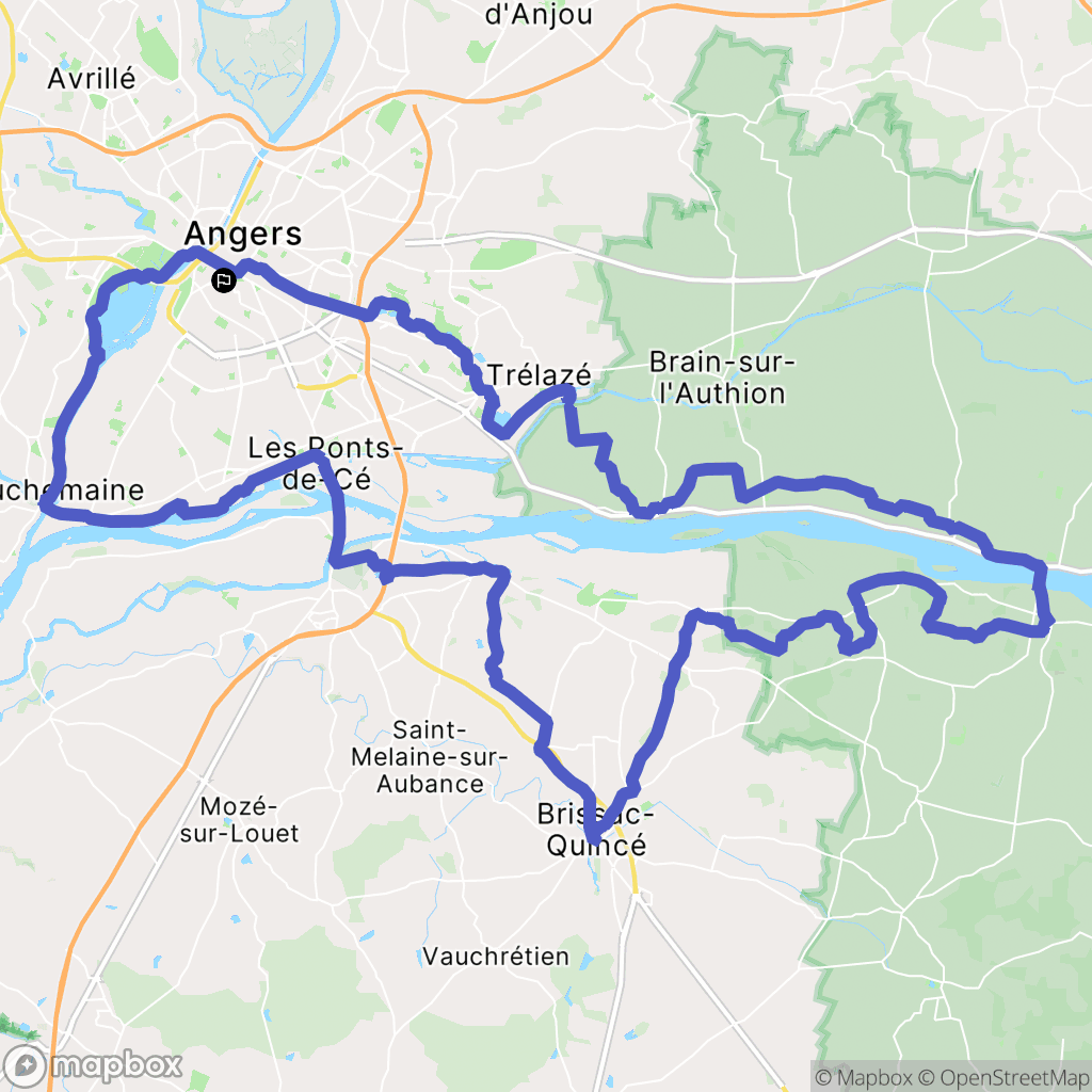 Angers : carte du parcours de randonnée - France