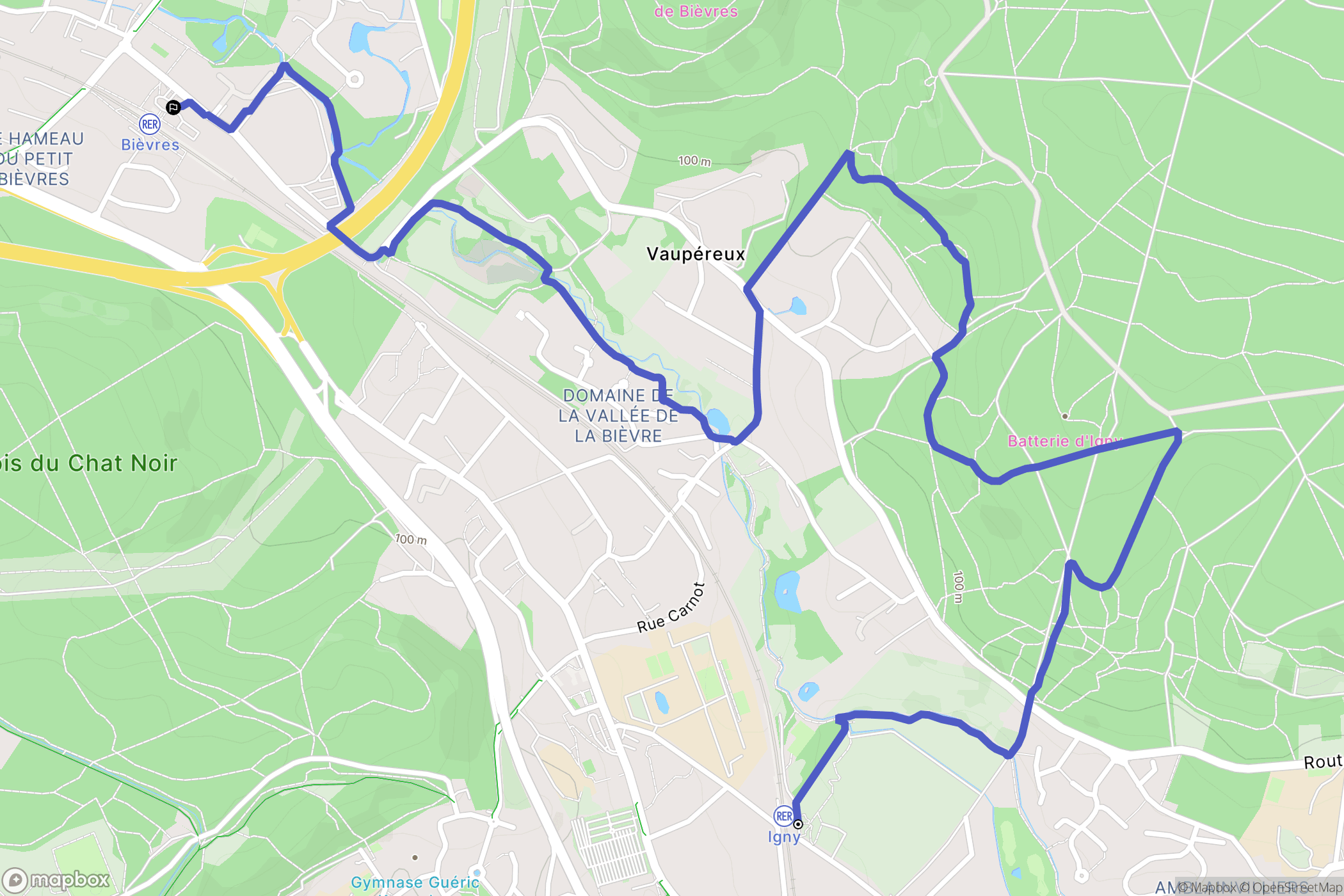 Igny : carte du parcours de randonnée - France