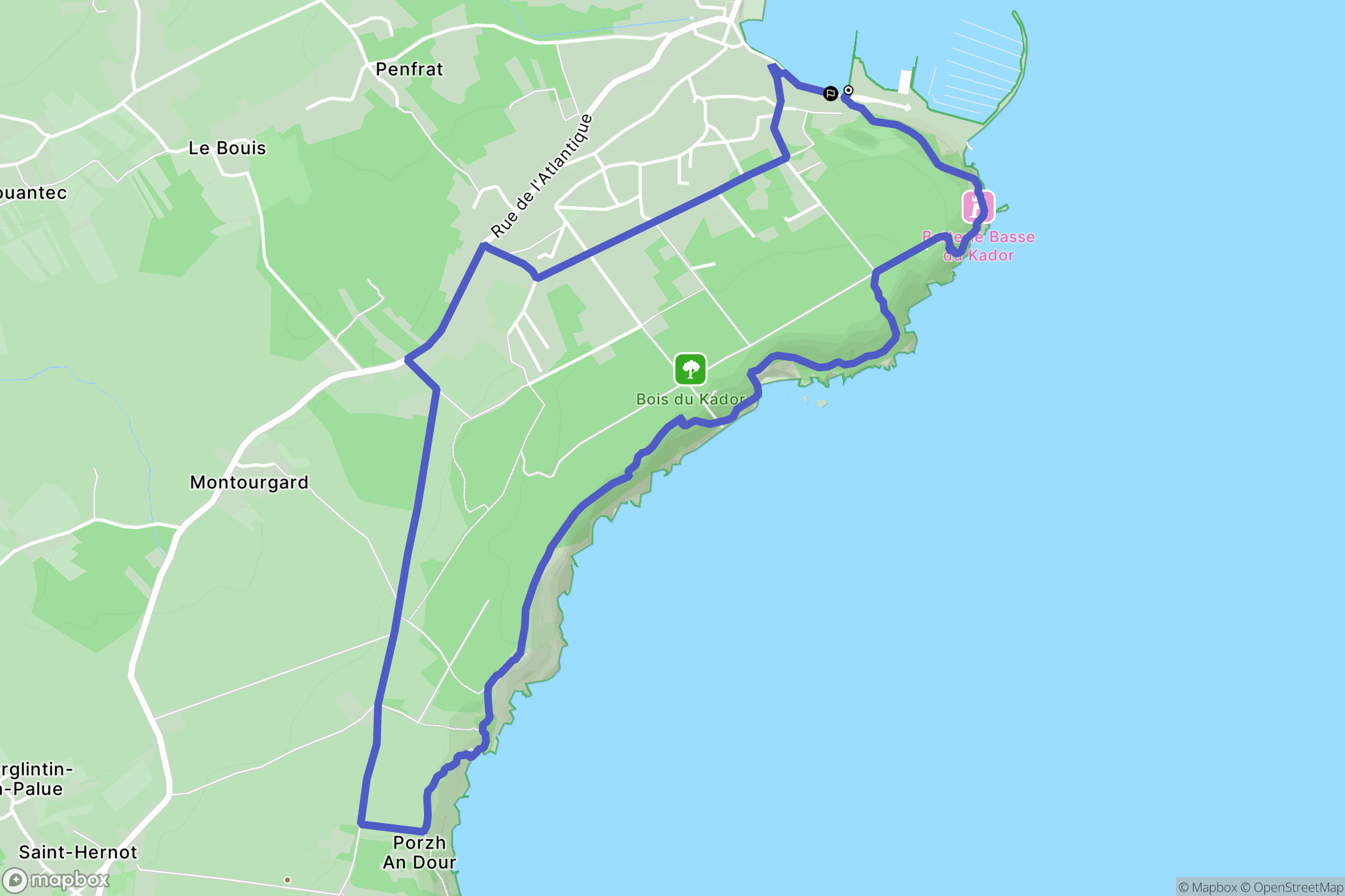 Morgat, Crozon : carte du parcours de randonnée - France