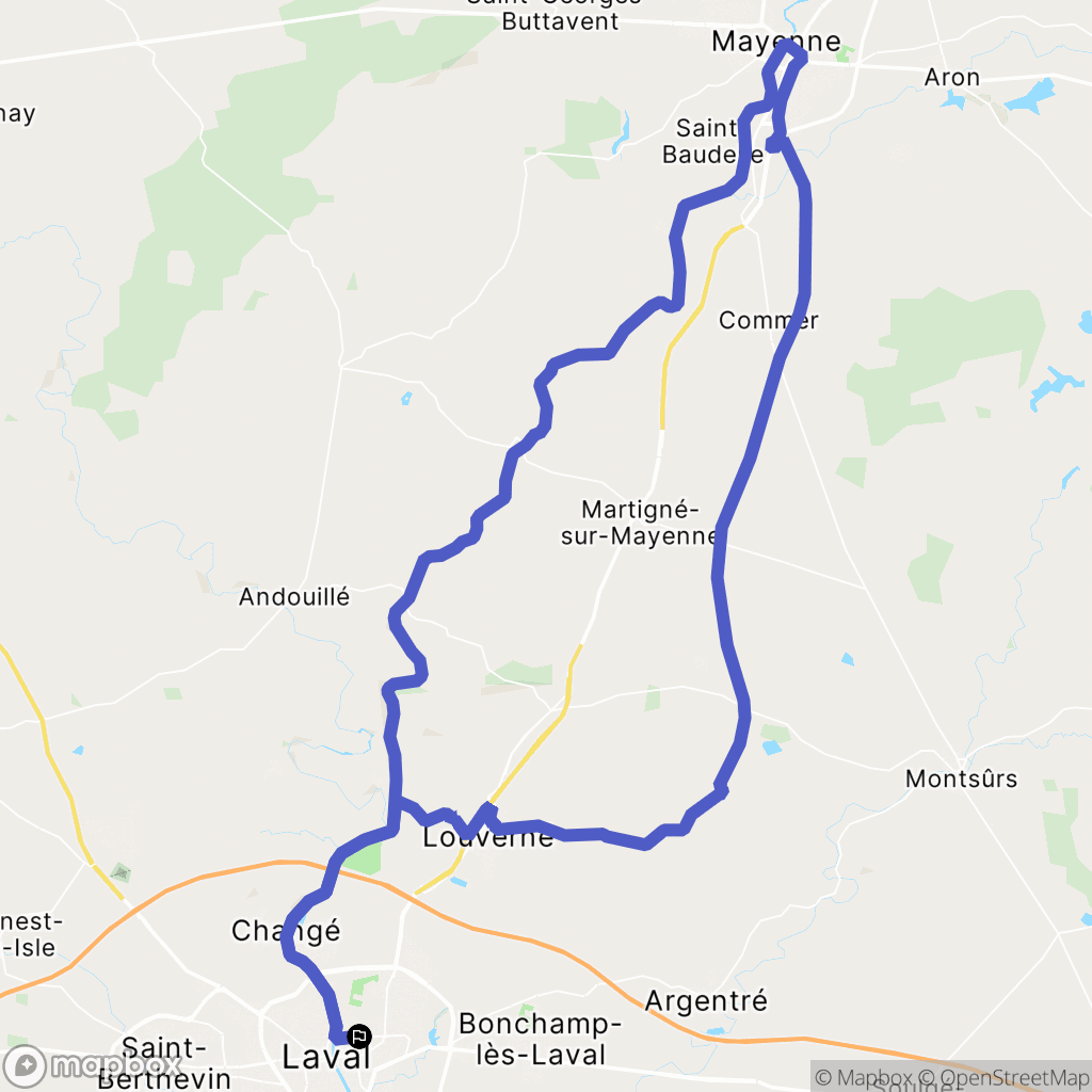 Laval : carte du parcours de randonnée - France