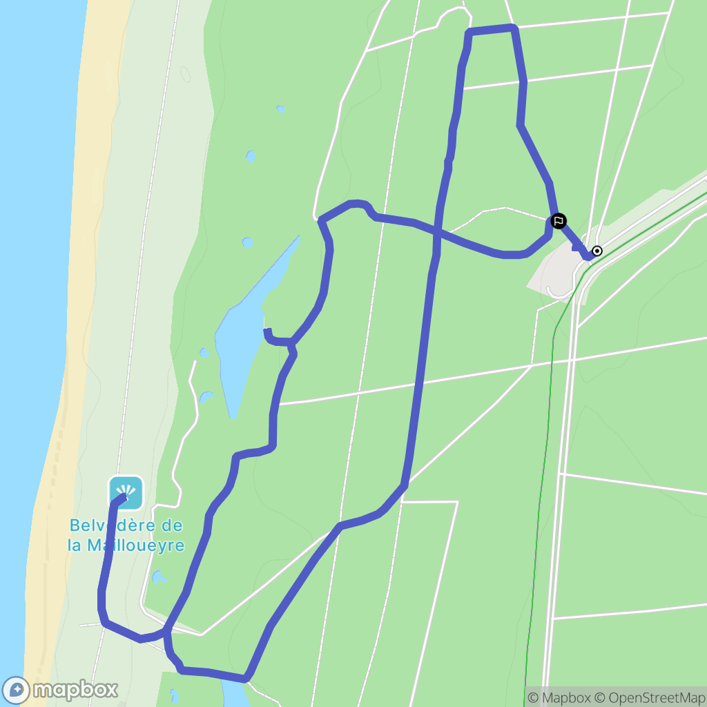 Maison forestière de Leslurgues, Mimizan : carte du parcours de randonnée - France