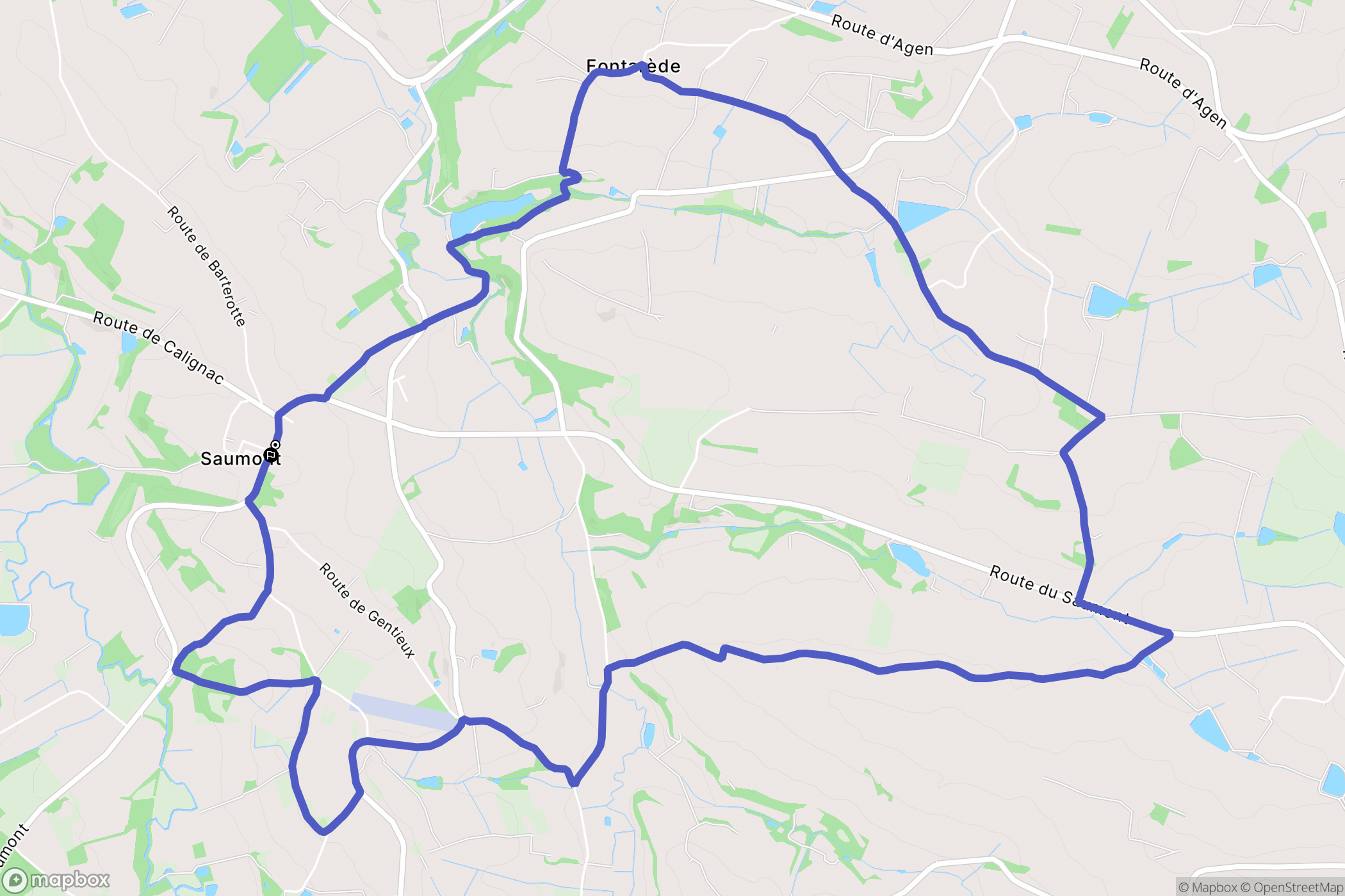 Saumont : carte du parcours de randonnée - France