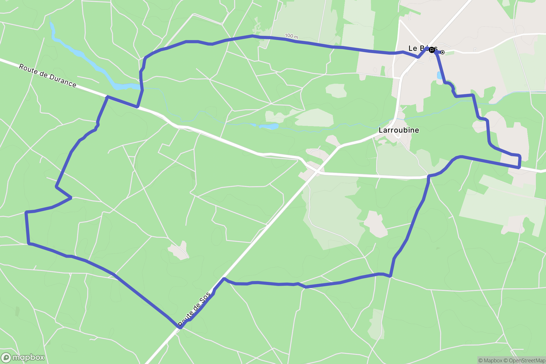 Barbaste : carte du parcours de randonnée - France