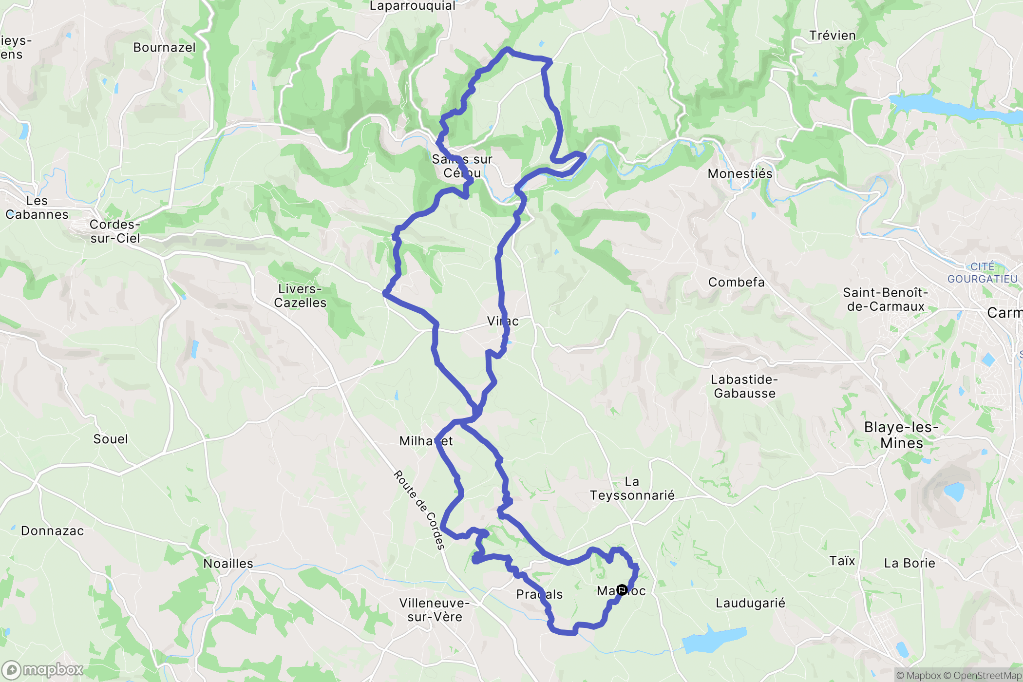Mailhoc : carte du parcours de randonnée - France