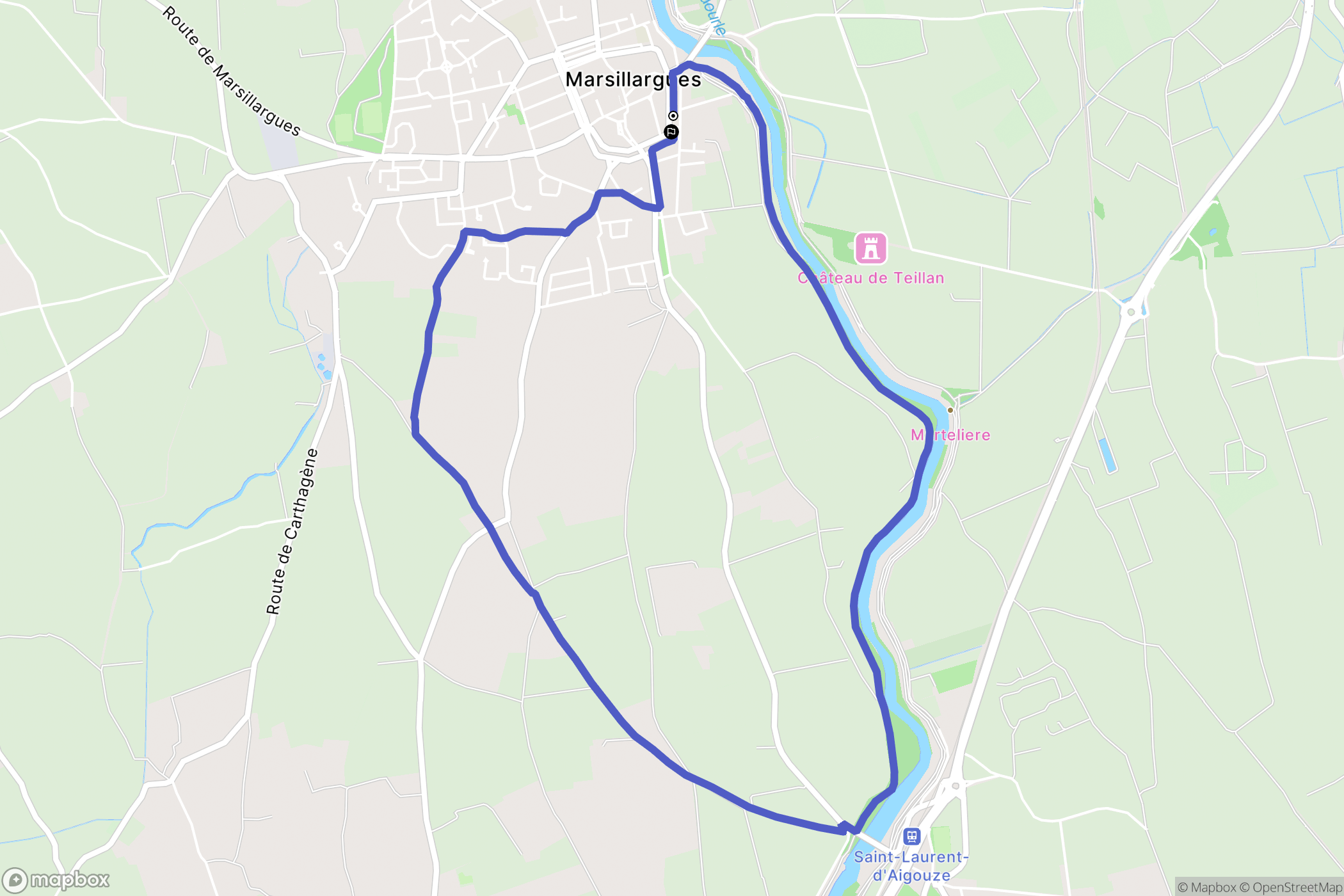 Marsillargues : carte du parcours de randonnée - France