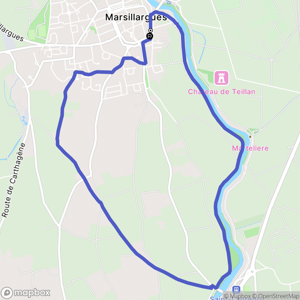 Marsillargues : carte du parcours de randonnée - France