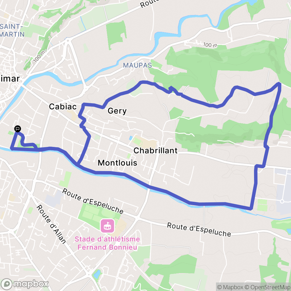 Montélimar : carte du parcours de randonnée - France