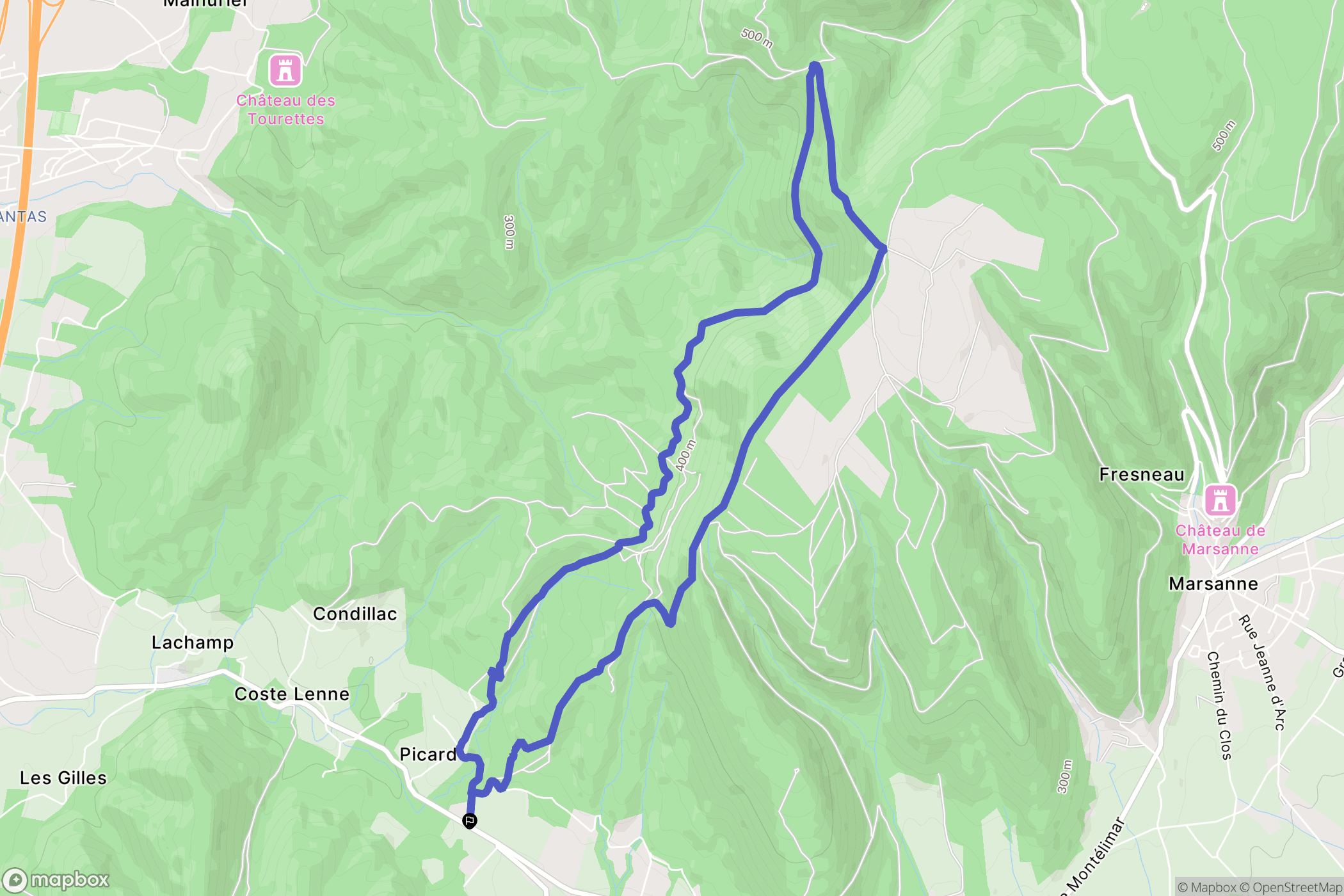 Condillac : carte du parcours de randonnée - France