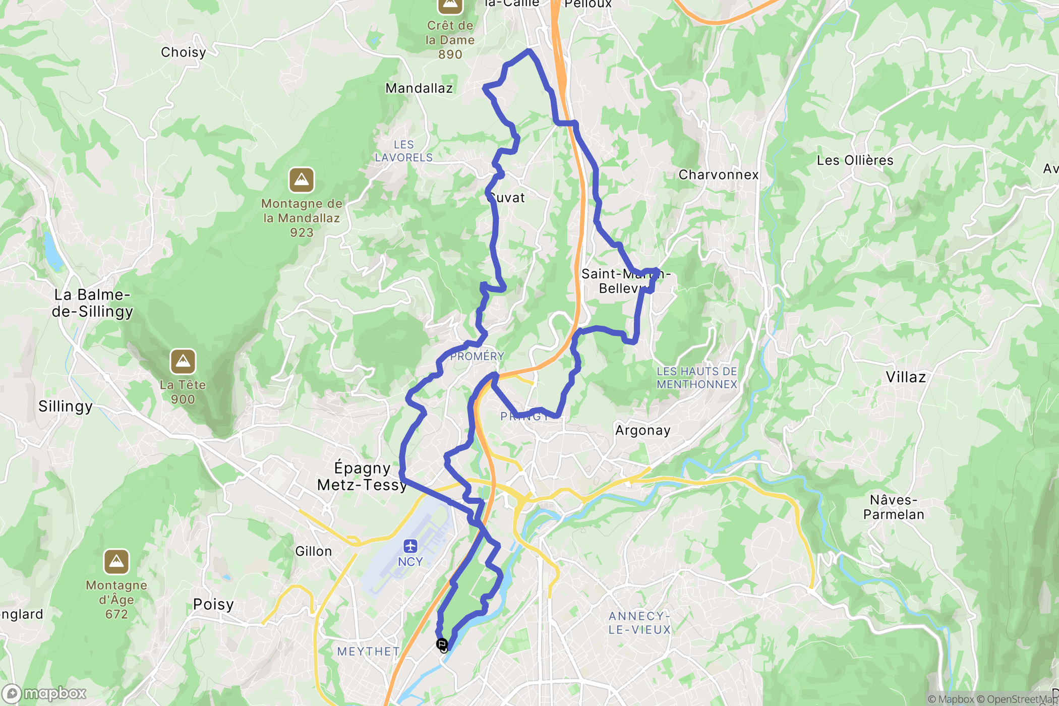 Annecy : carte du parcours de randonnée - France