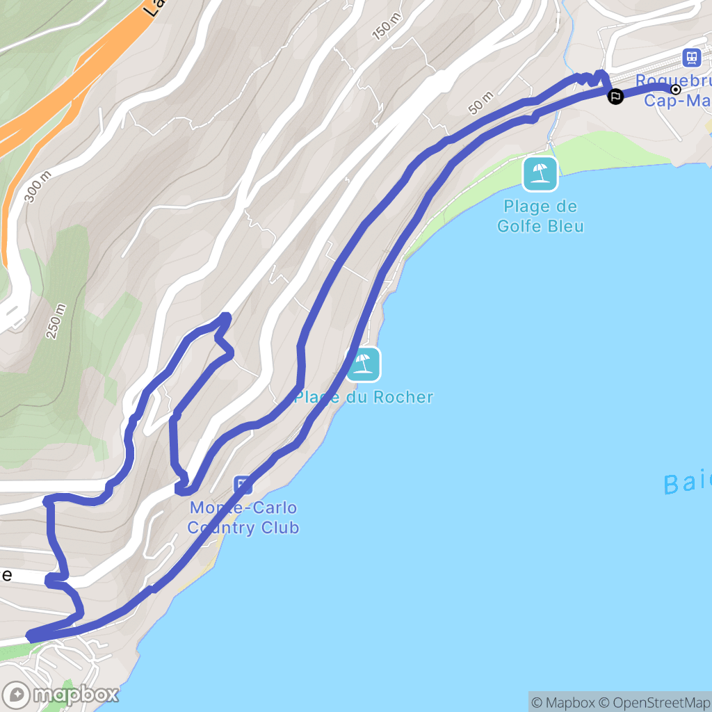 Roquebrune-Cap-Martin : carte du parcours de randonnée - France
