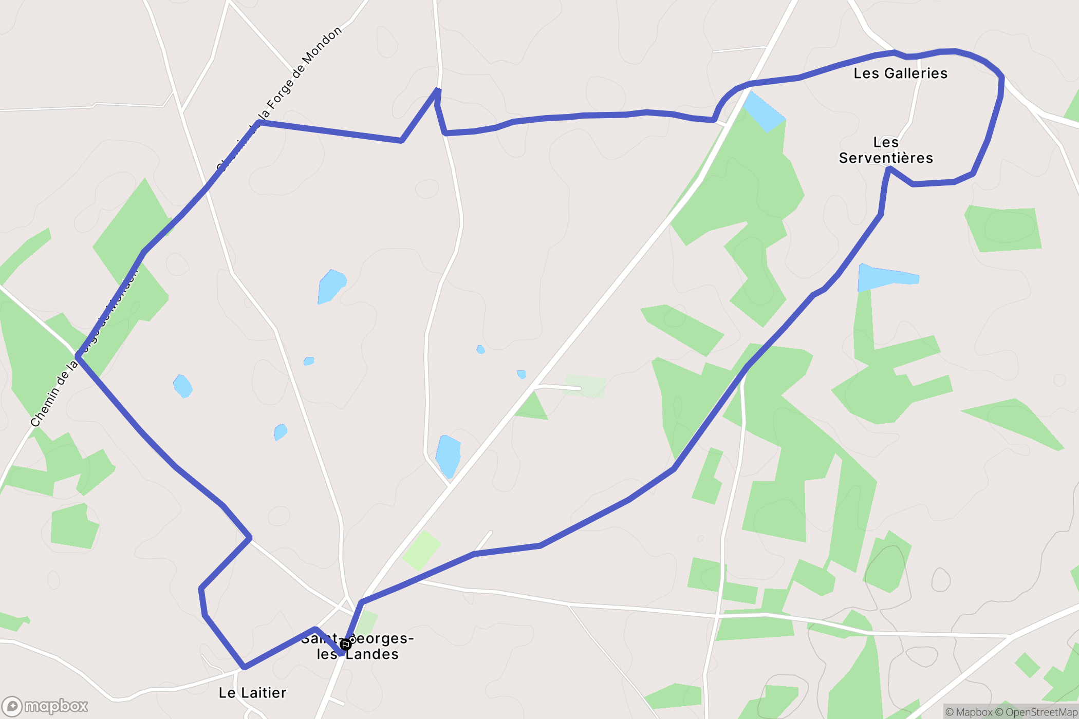Saint-Georges-les-Landes : carte du parcours de randonnée - France