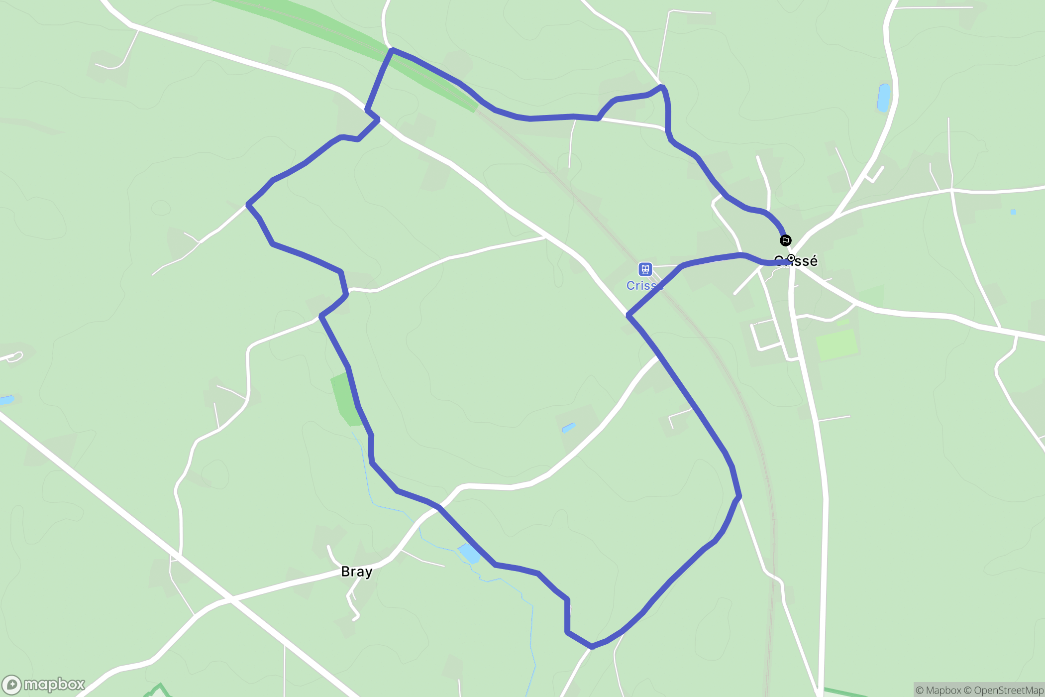 Crissé : carte du parcours de randonnée - France