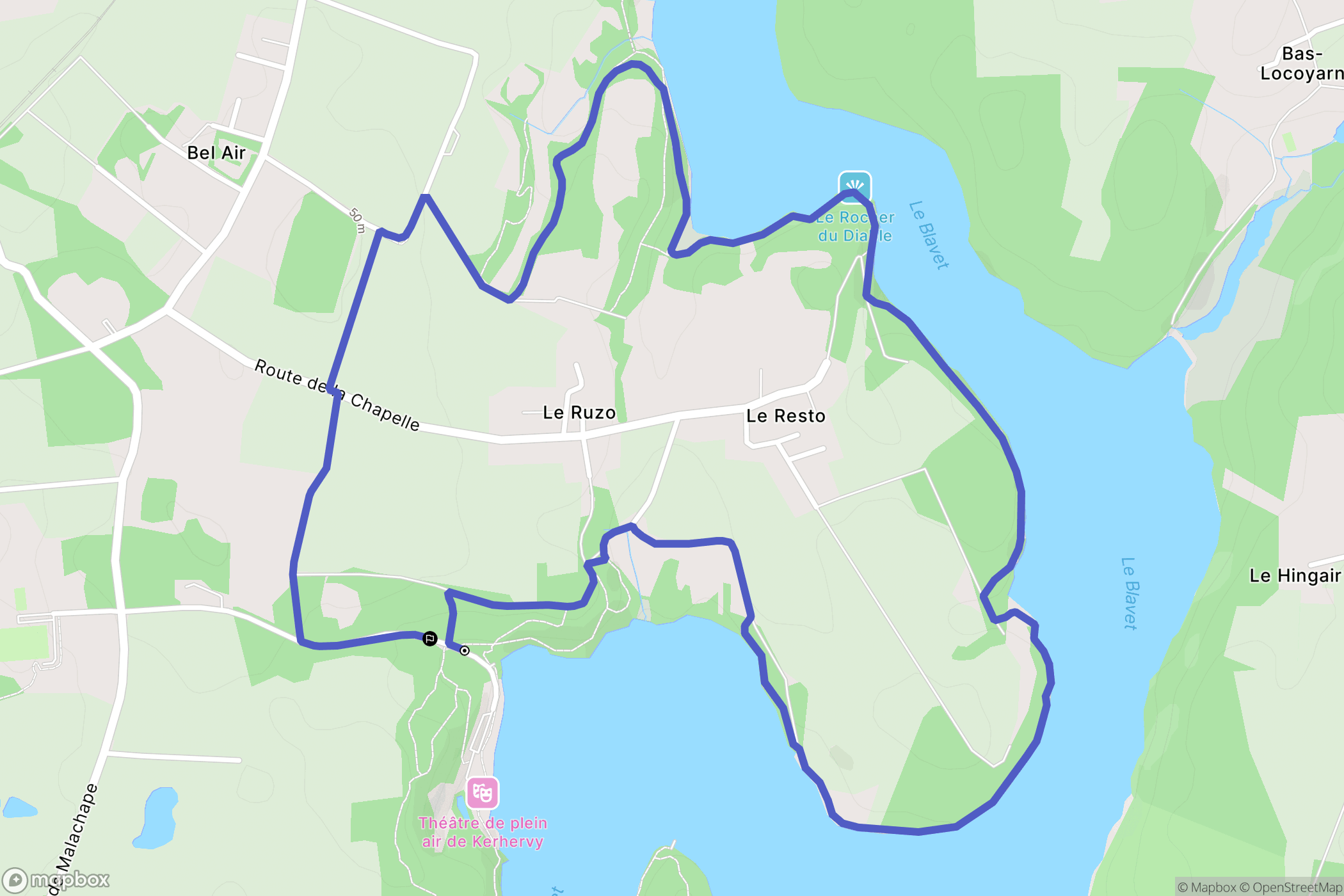 Lanester : carte du parcours de randonnée - France