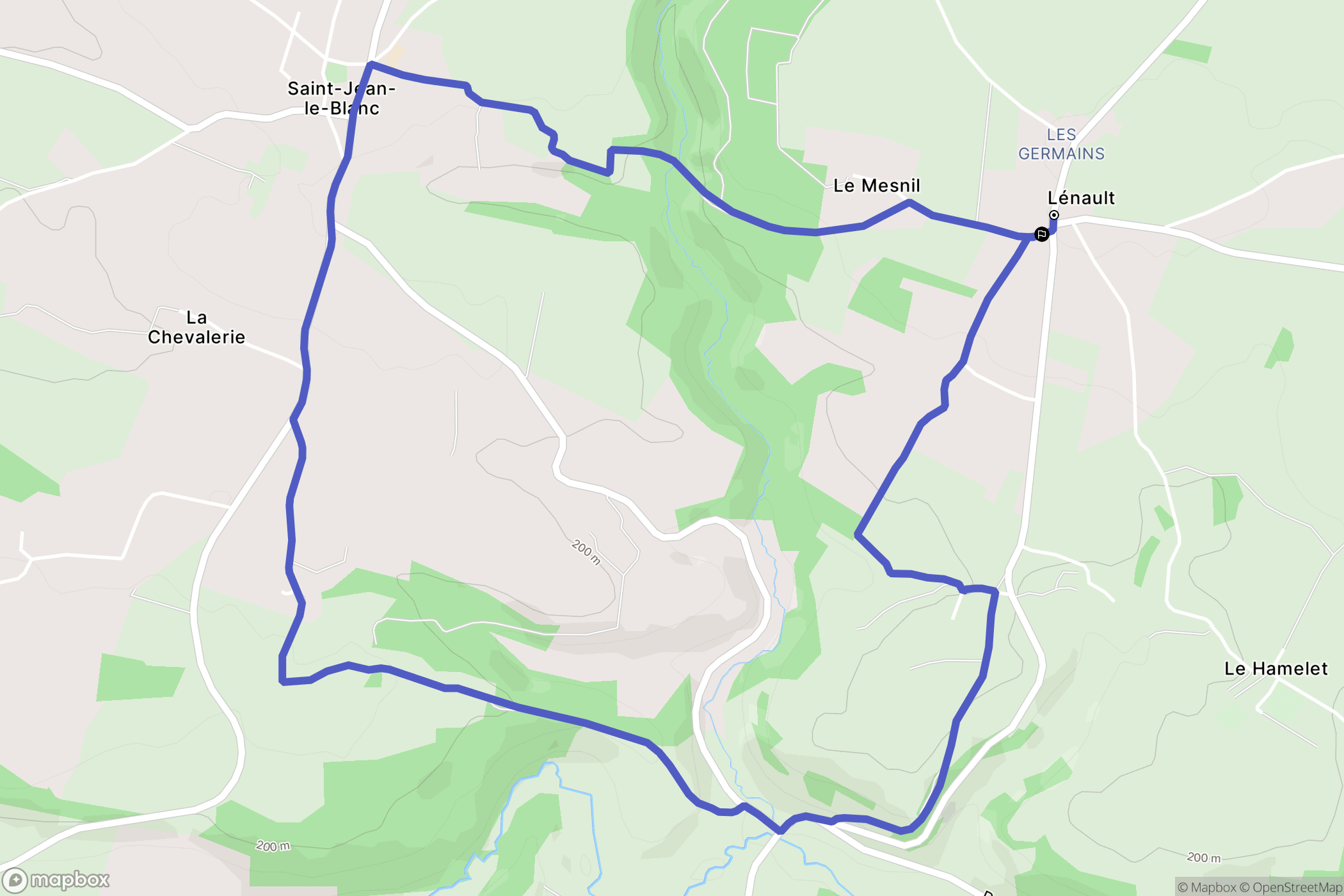 Lénault : carte du parcours de randonnée - France