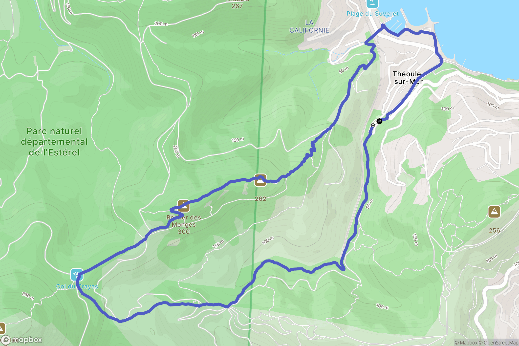 Théoule-sur-Mer : carte du parcours de randonnée - France