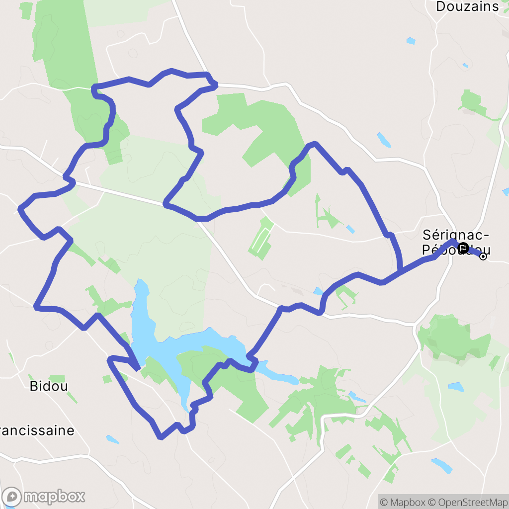 Sérignac-Péboudou : carte du parcours de randonnée - France