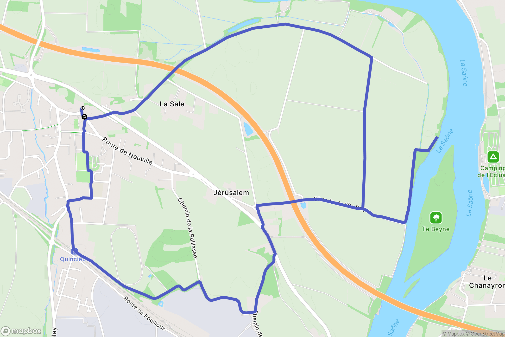 Quincieux : carte du parcours de randonnée - France
